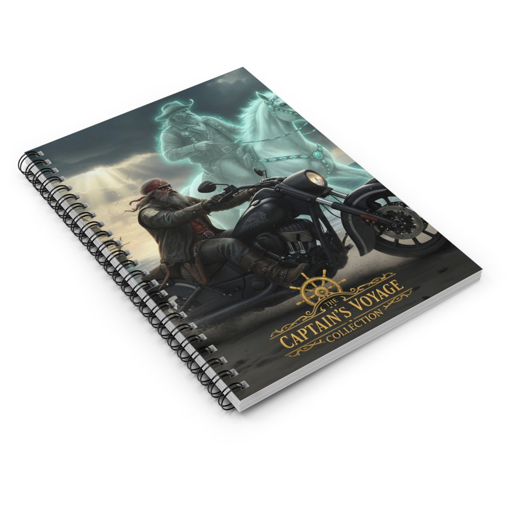 Captain's Voyage Notebook — Biker Pirate Ghost Rider Spiral Journal