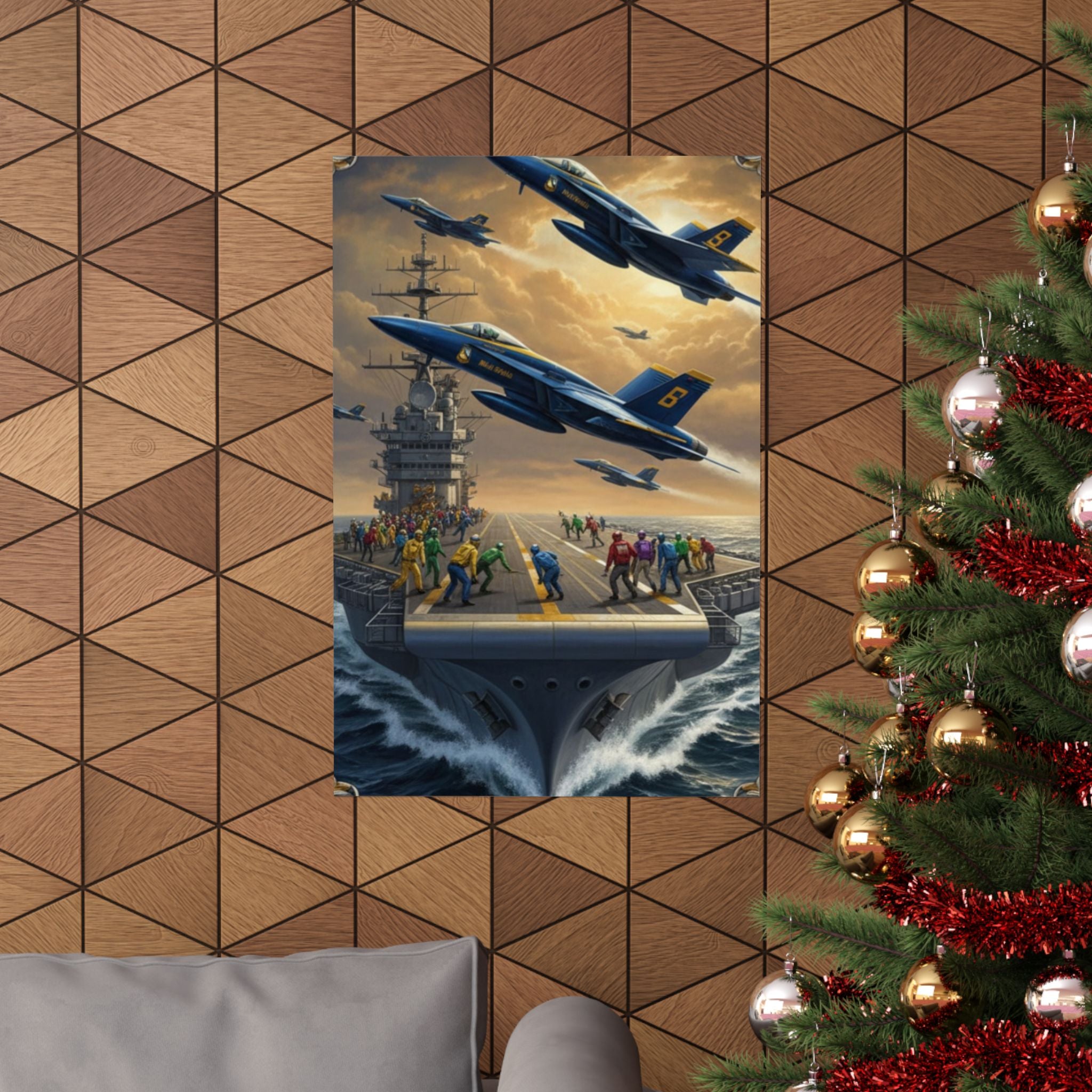 Navy SAR Rescue Helicopter Matte Poster — Dramatic Sea Rescue Art