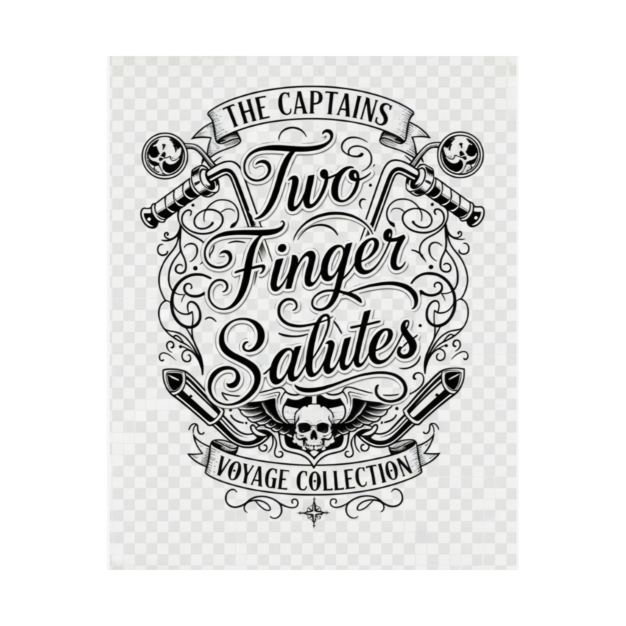 Two Finger Salutes Poster — Vintage Nautical Skull Voyage Wall Art