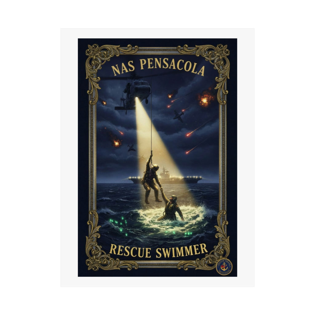 Rescue Swimmer Poster — NAS Pensacola Matte Vertical Wall Art