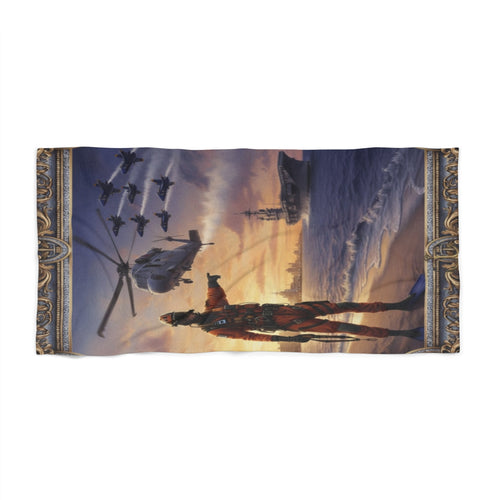 Beach Towel — Nautical Sunset Rescue Scene Beach Towel