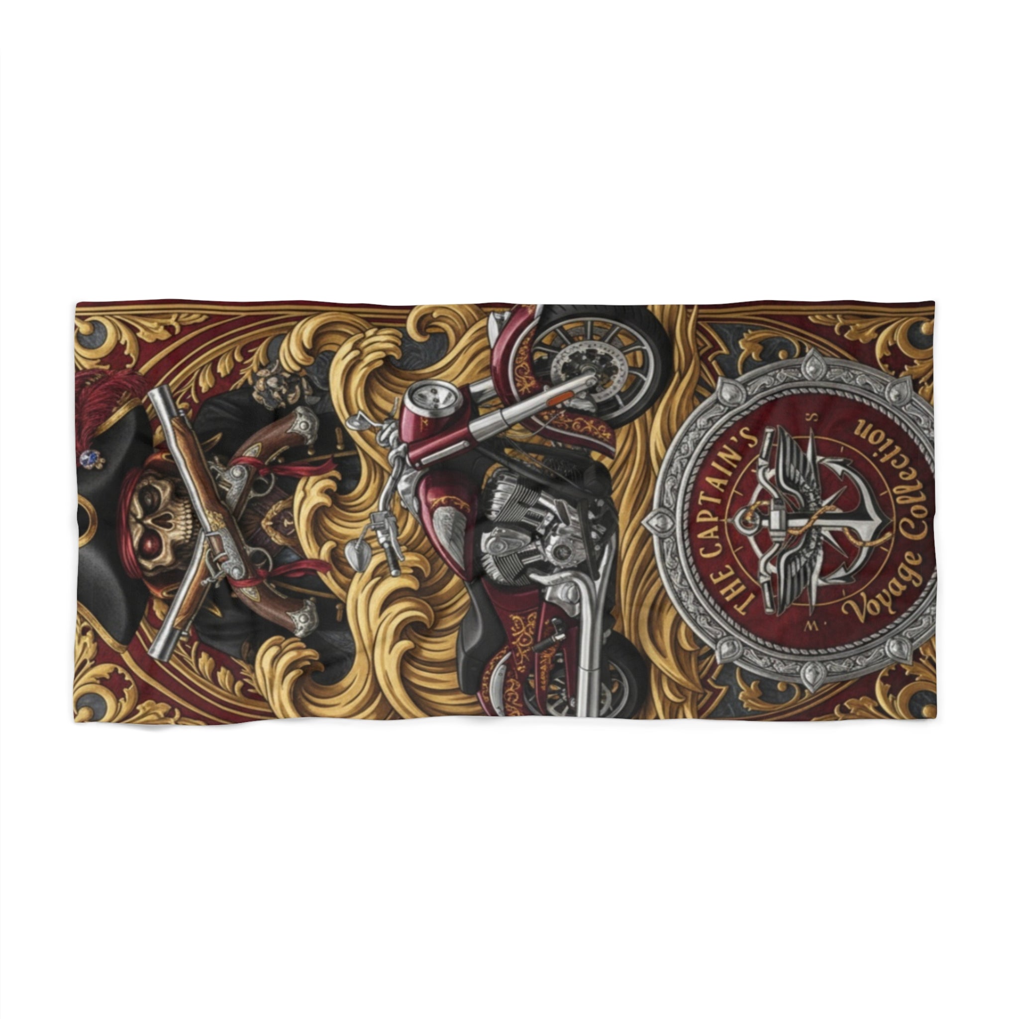 Pirate Captain Vintage Emblem Beach Towel