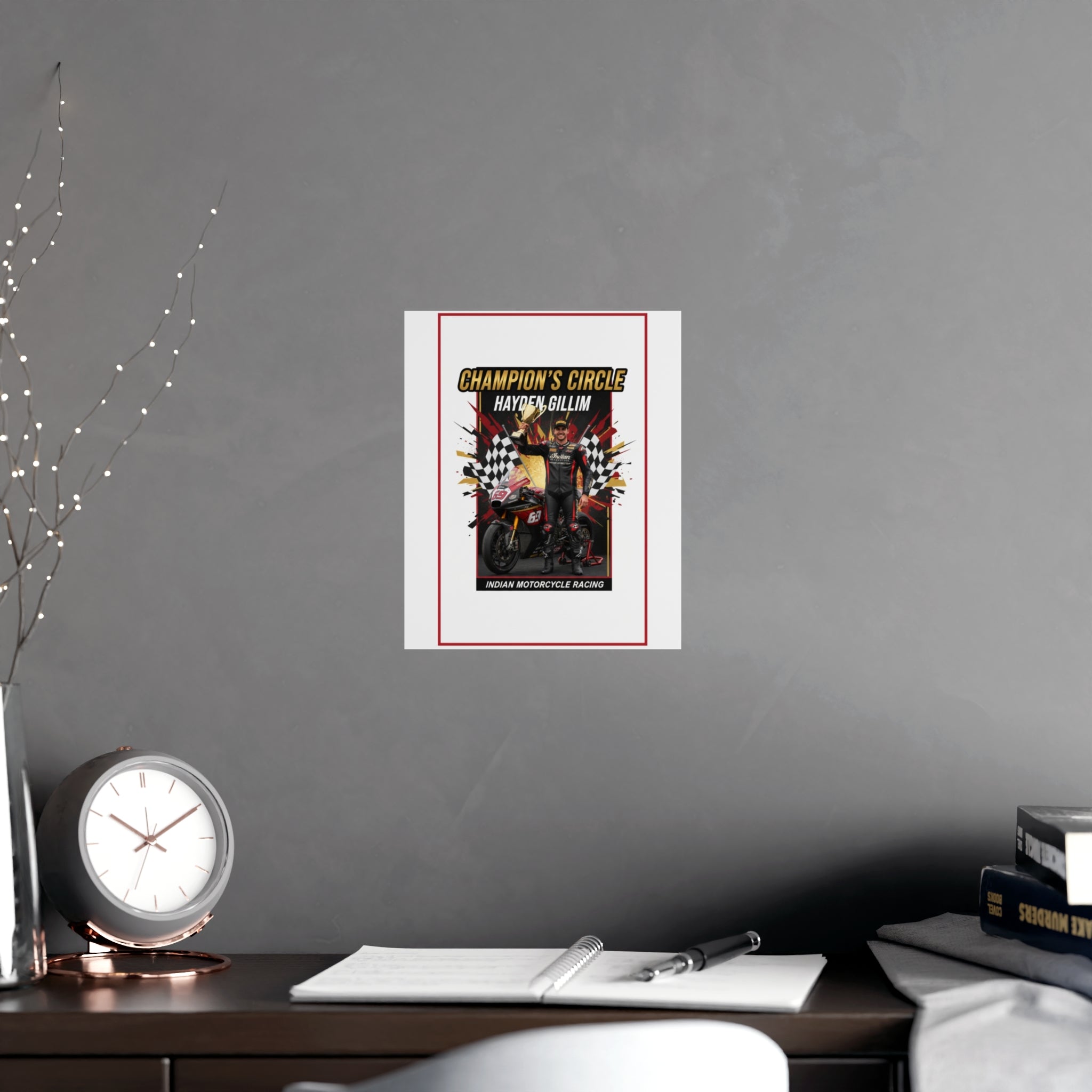 Champion's Circle Motorcycle Poster — Personalized Racing Matte Print