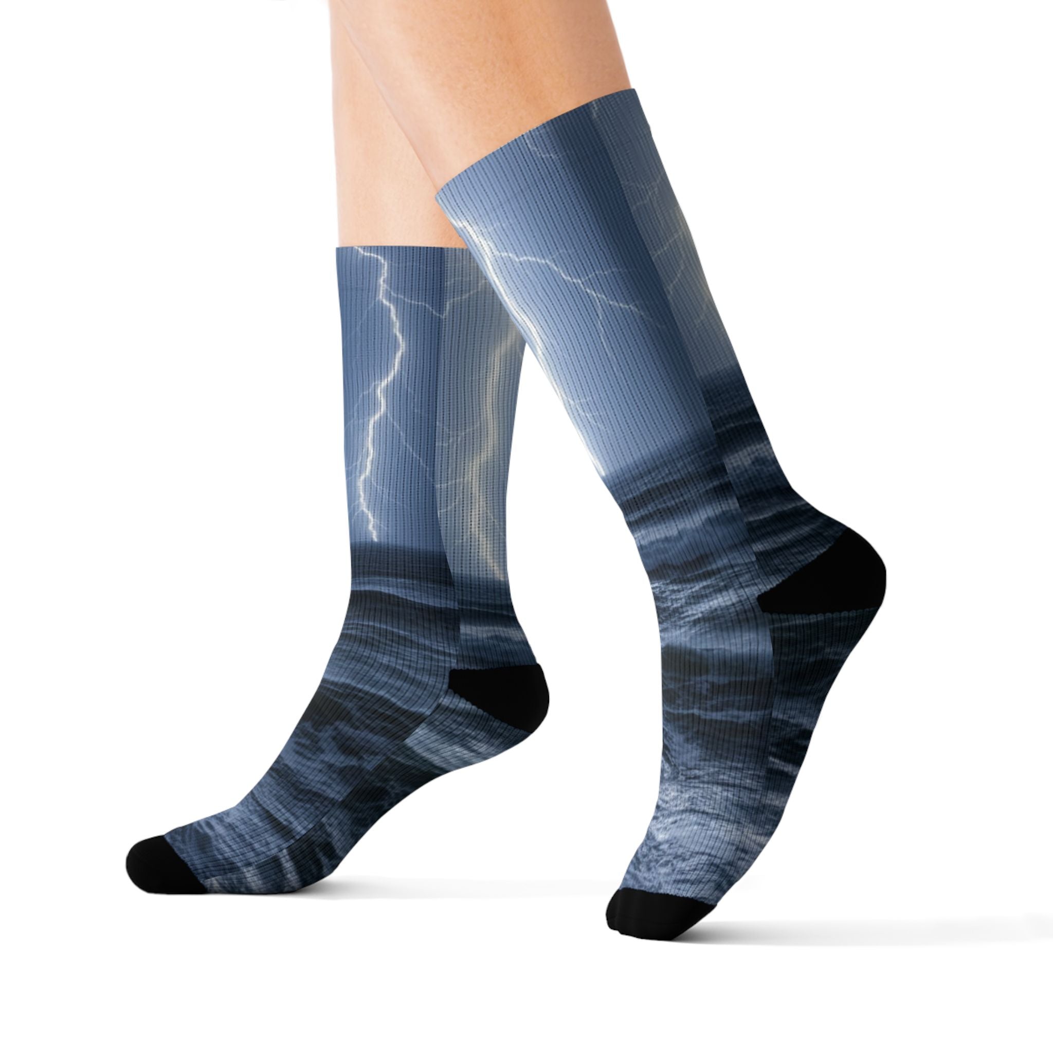 Storm Lightning Sublimation Socks — Nautical Thunder Crew Socks