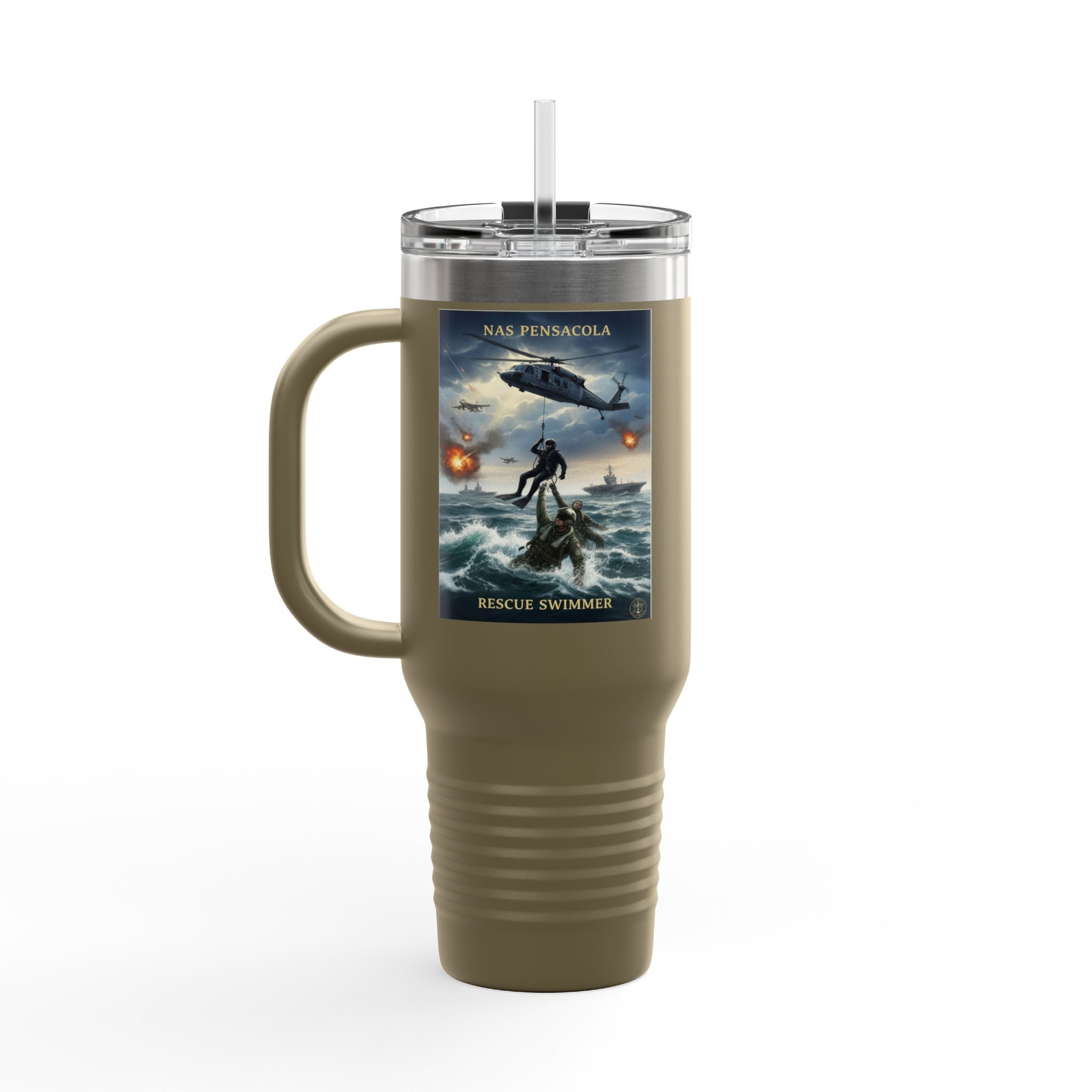 40oz Insulated Travel Mug — Ocean Storm Fantasy Art