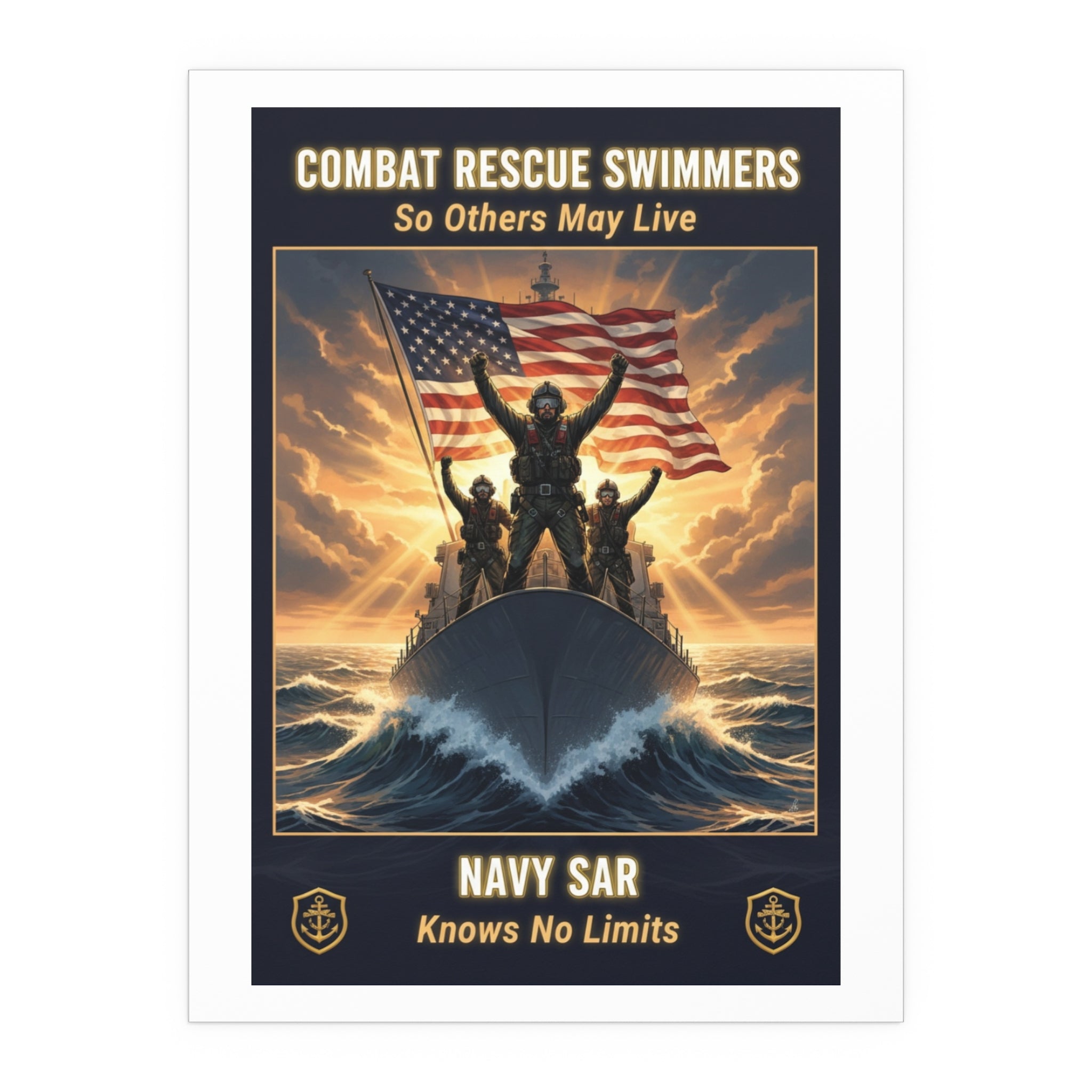 Combat Rescue Swimmers Silk Poster — "So Others May Live" Navy SAR Wall Art