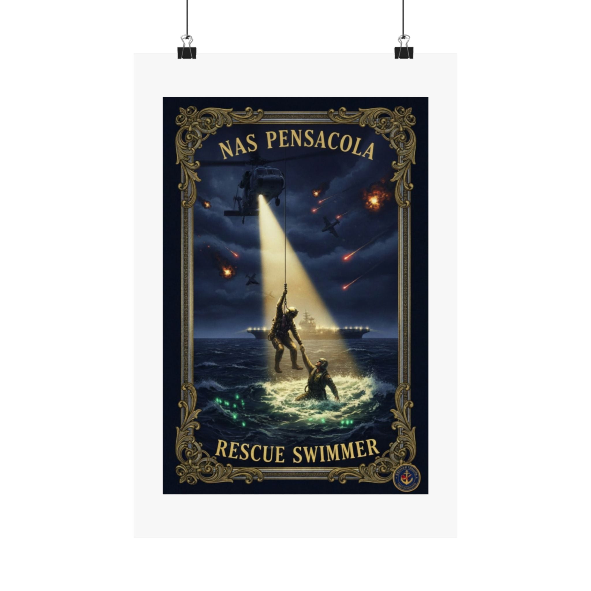 Rescue Swimmer Poster — NAS Pensacola Matte Vertical Wall Art