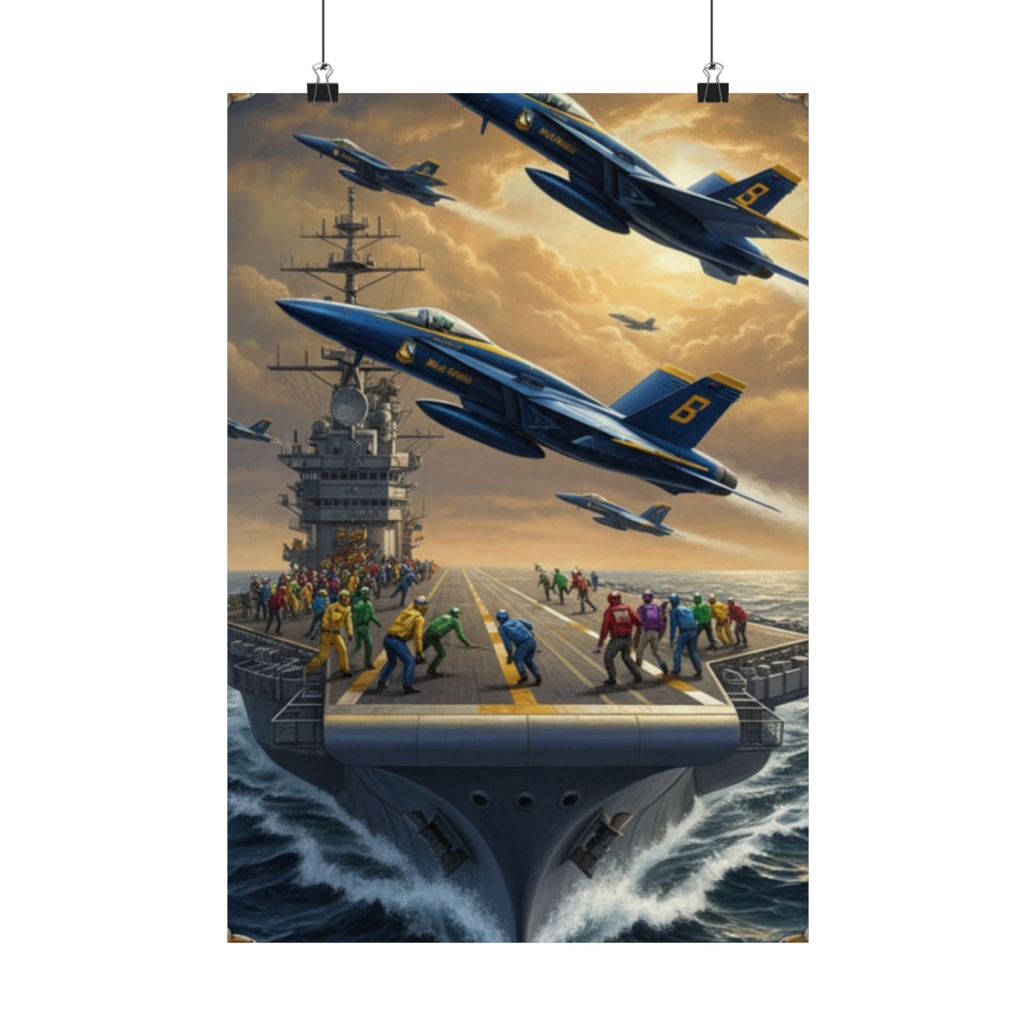 Navy SAR Rescue Helicopter Matte Poster — Dramatic Sea Rescue Art