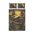 Motorcycle & Pirate Ship Quilt Cover Set — "The Captain" 3-Piece Bedding