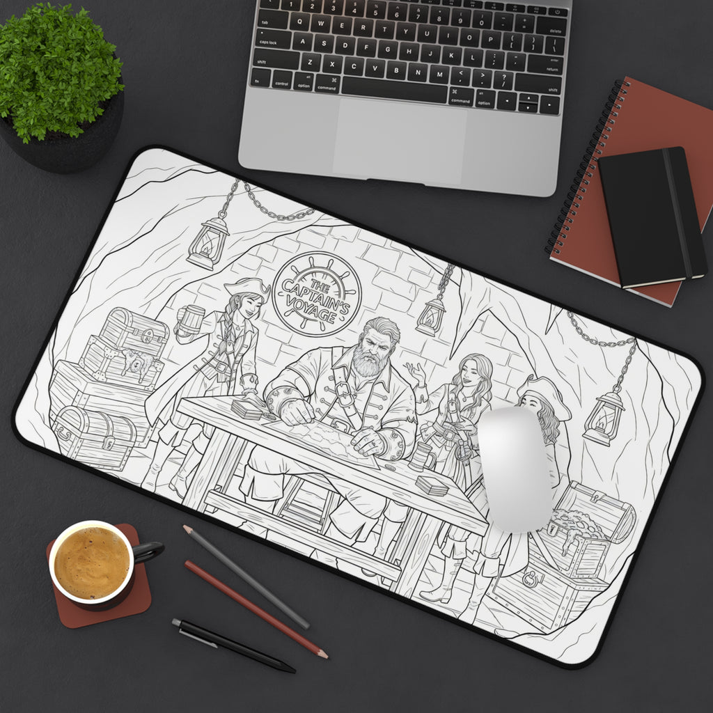 Pirate Captain Desk Mat — Treasure Crew Illustration Mouse Pad