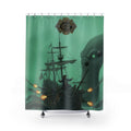 Shower Curtain — Nautical Kraken Shipwreck Bathroom Curtain (Green Sea Monster Design)