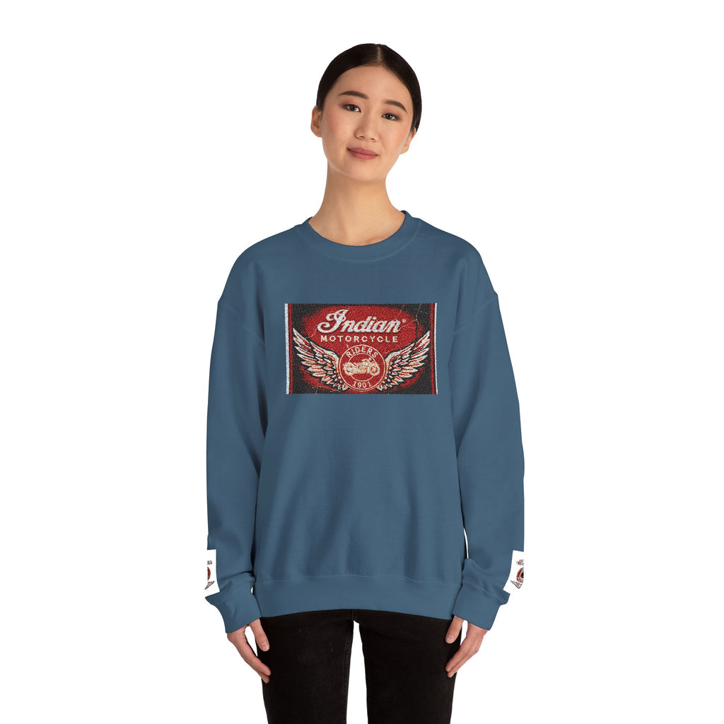 Vintage Motorcycle Crewneck Sweatshirt — 'Indian Motorcycles' Winged Logo