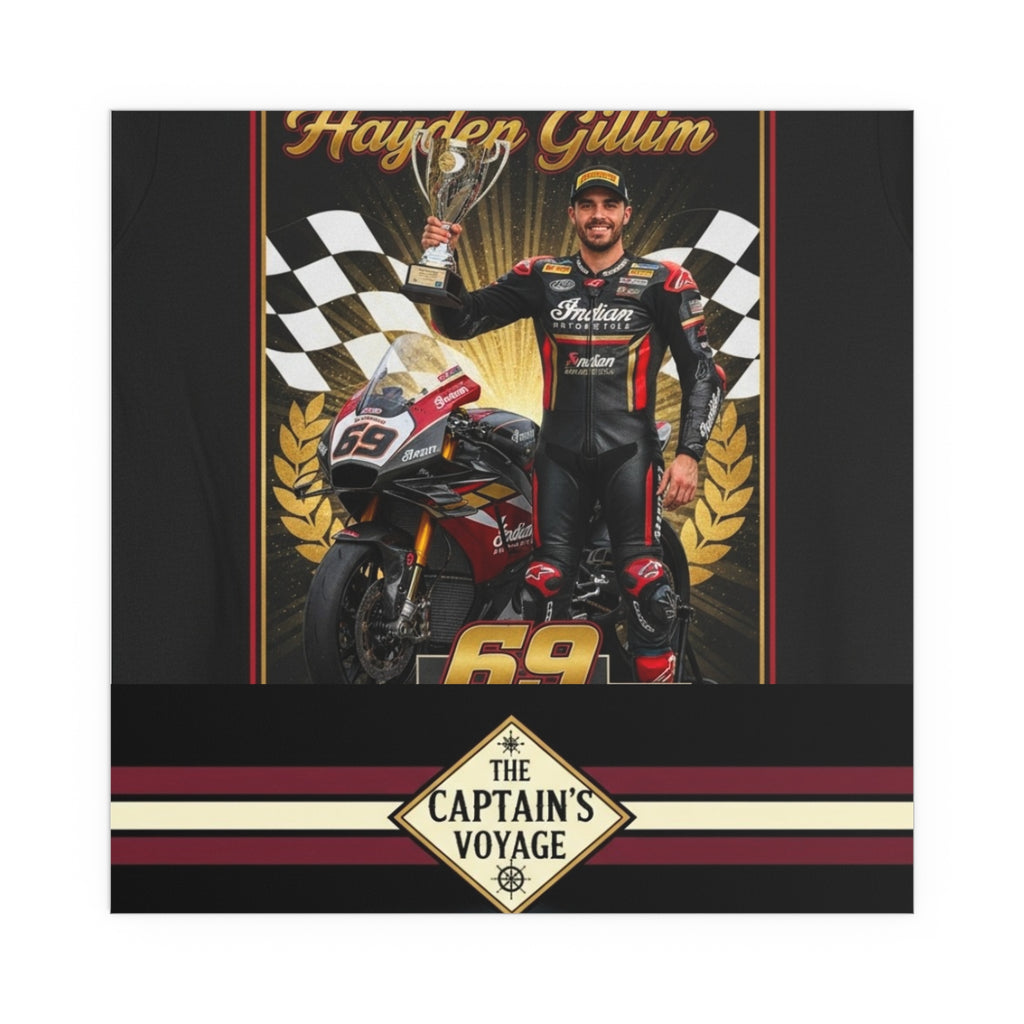 Racing Champion Silk Poster — “Winner’s Circle 69” Motorcycle Wall Art (Indoor/Outdoor)