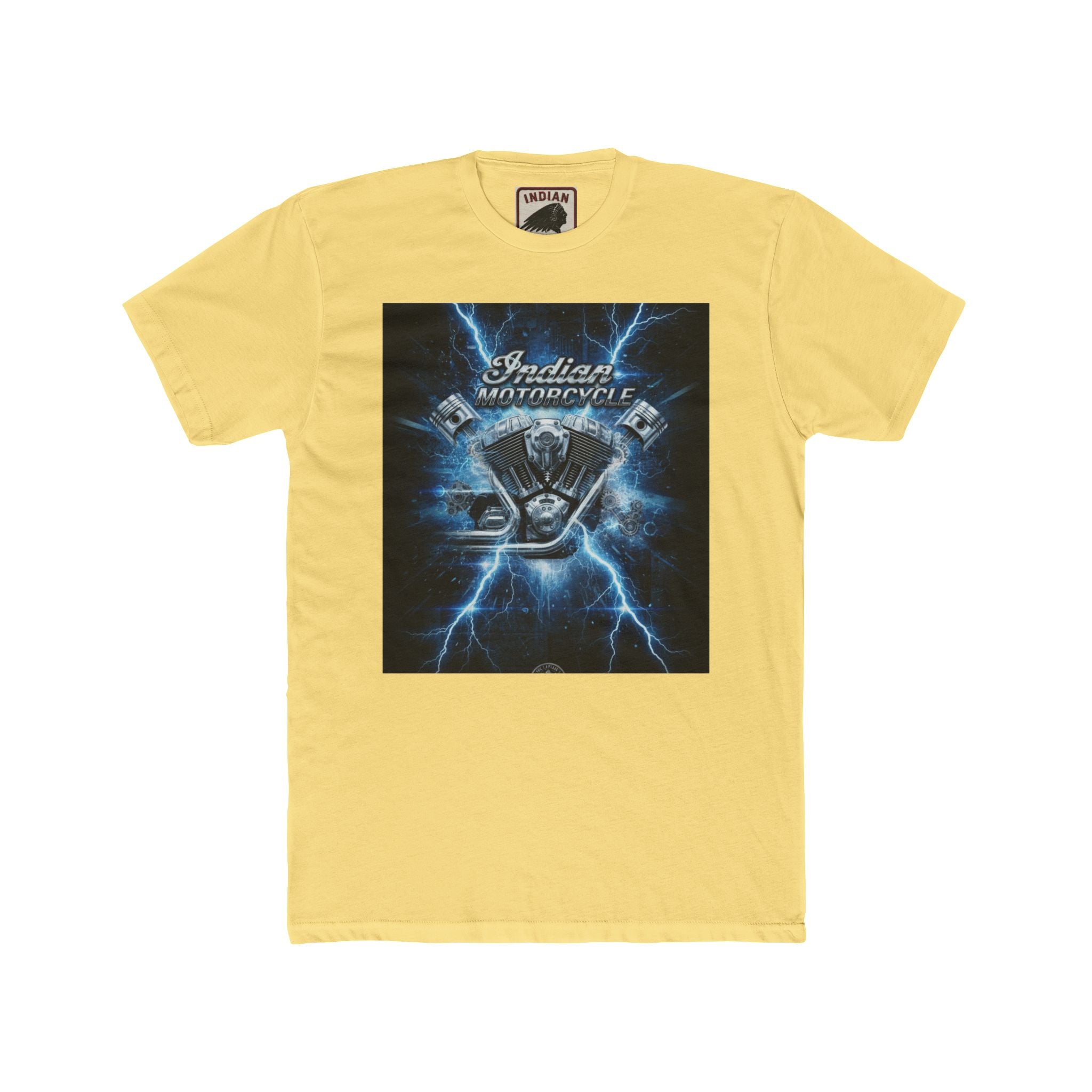 Indian Motorcycle Lightning Engine Tee — Vintage Biker Graphic T-Shirt