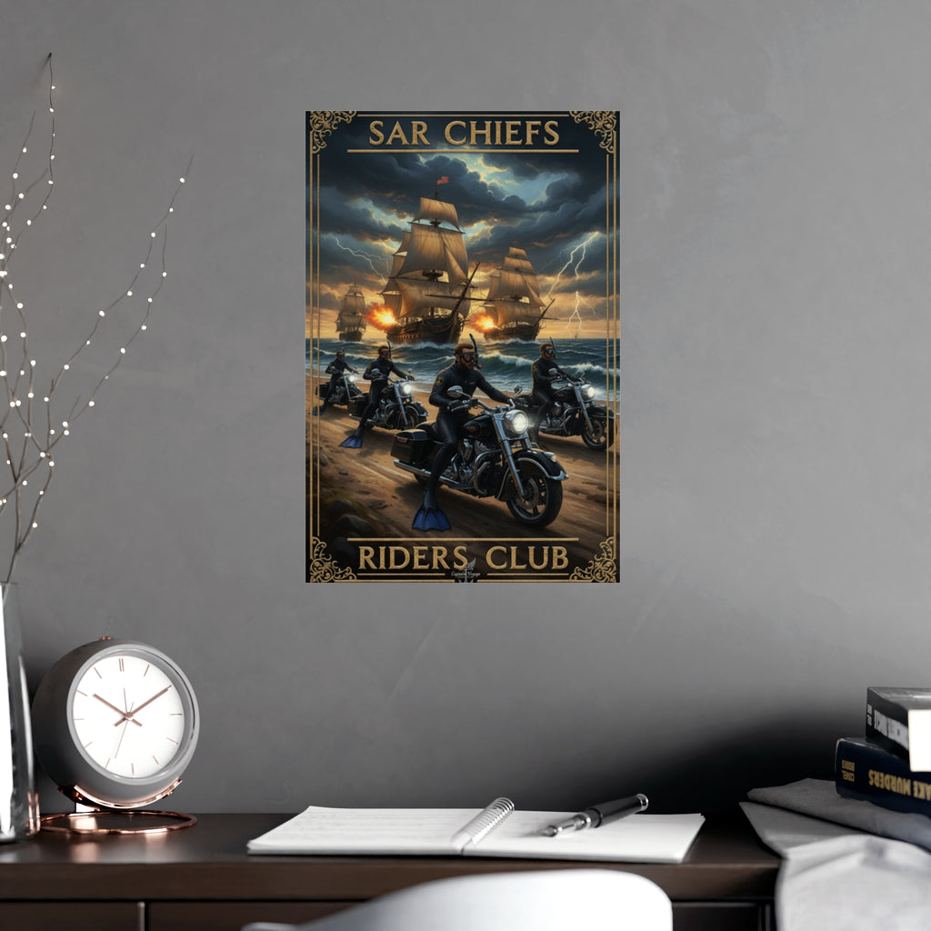 Riders Club Matte Poster — Sea Captain Bikers Vintage Nautical Wall Art