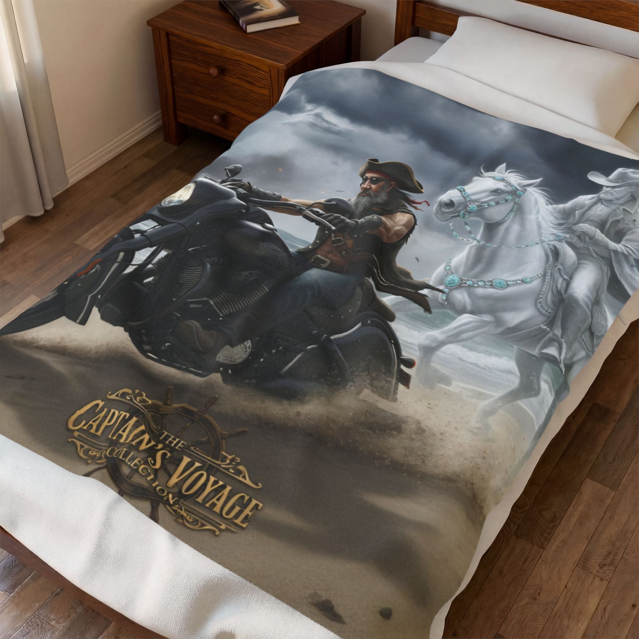 Captain’s Voyage Biker Ghost Rider blanket | Velveteen Plush Blanket
