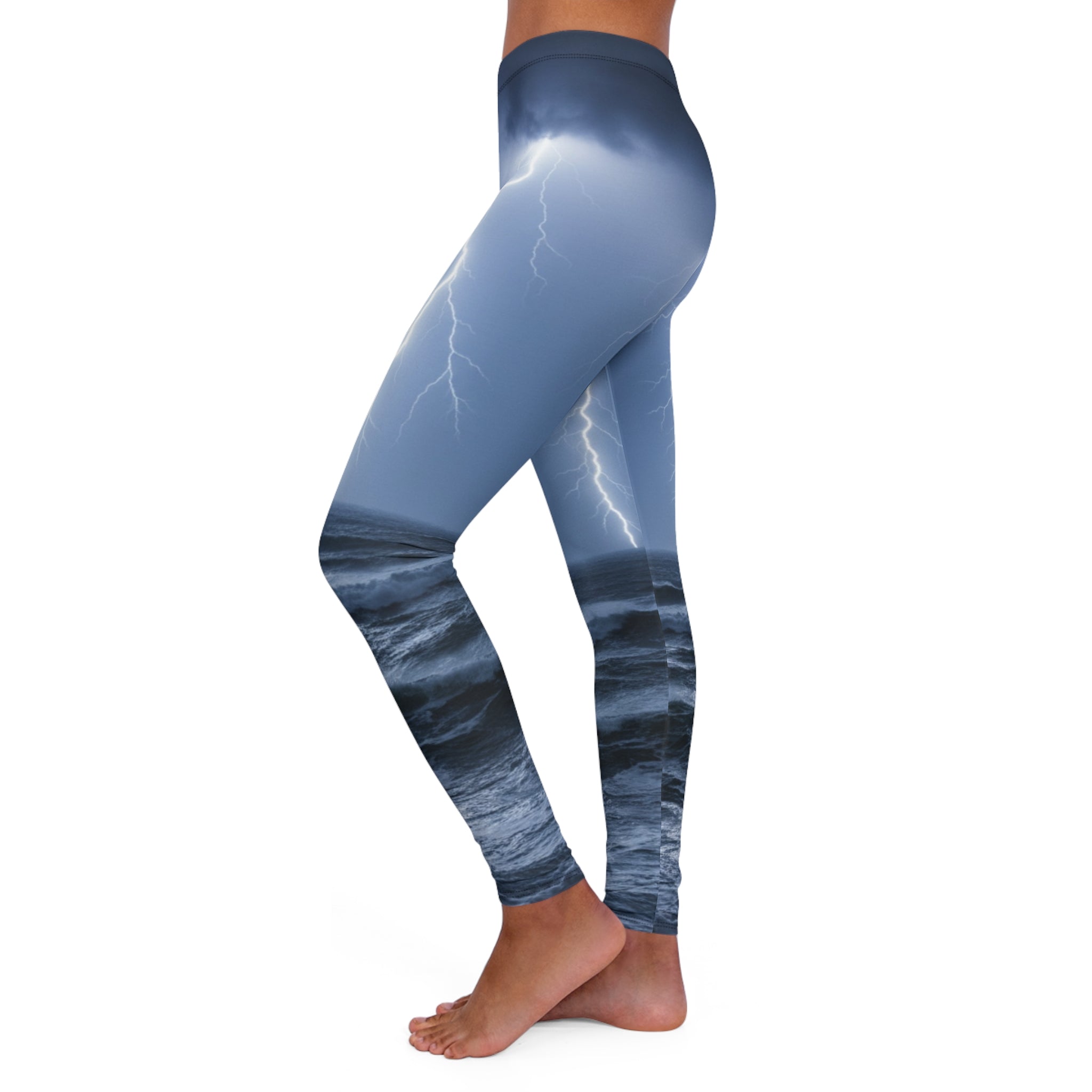 Stormy Sea Lightning Leggings — Women’s All-Over-Print Activewear