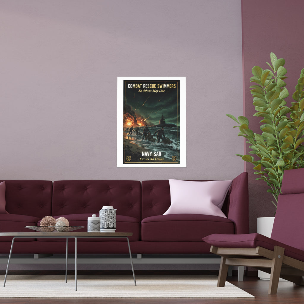 Navy SAR Combat Rescue Swimmers Silk Poster — 'So Others May Live' Indoor/Outdoor Print