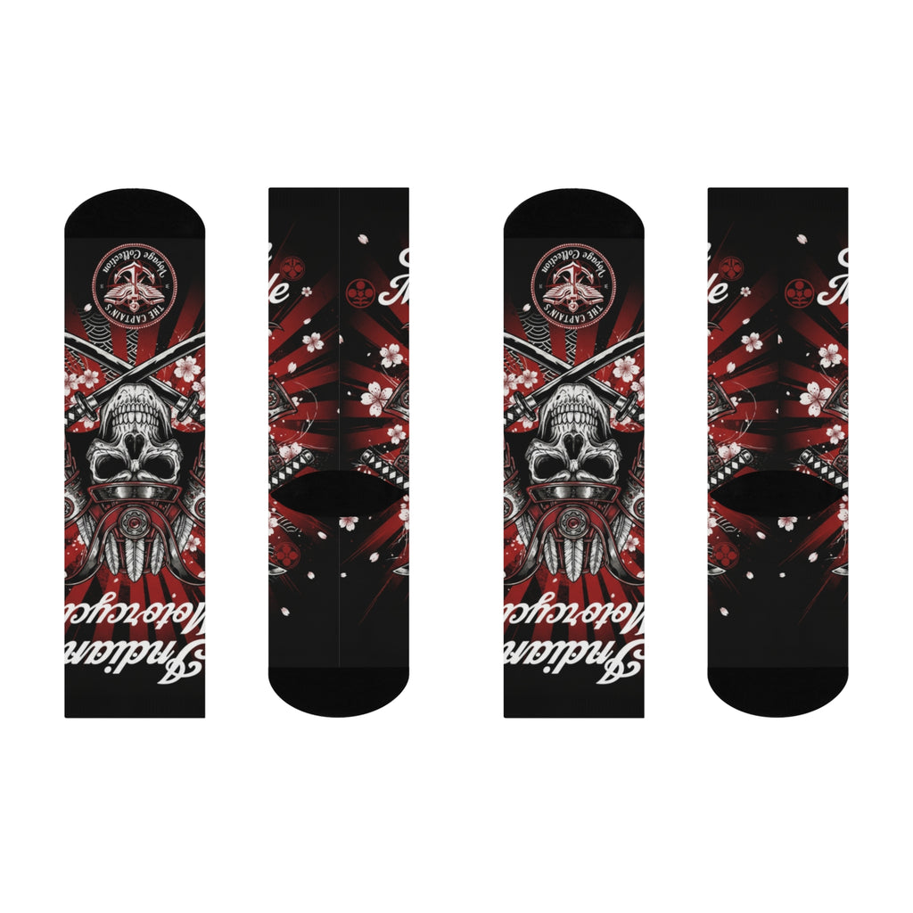 Indian Motorcycle Skull Crew Socks — Biker Skull Logo Cushioned Socks