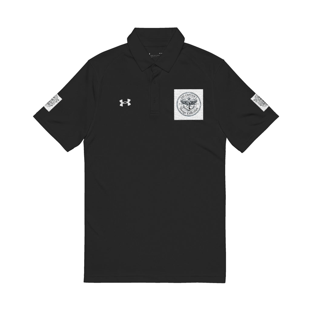 Men's White Embroidered Polo Shirt — Nautical Compass Chest & Sleeve Logo