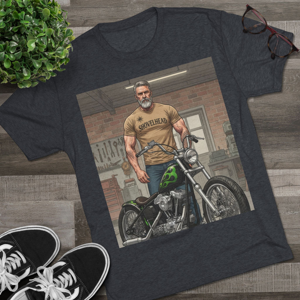 Vintage Biker Garage Tee — 'Somewhere' Motorcycle Illustration T-Shirt