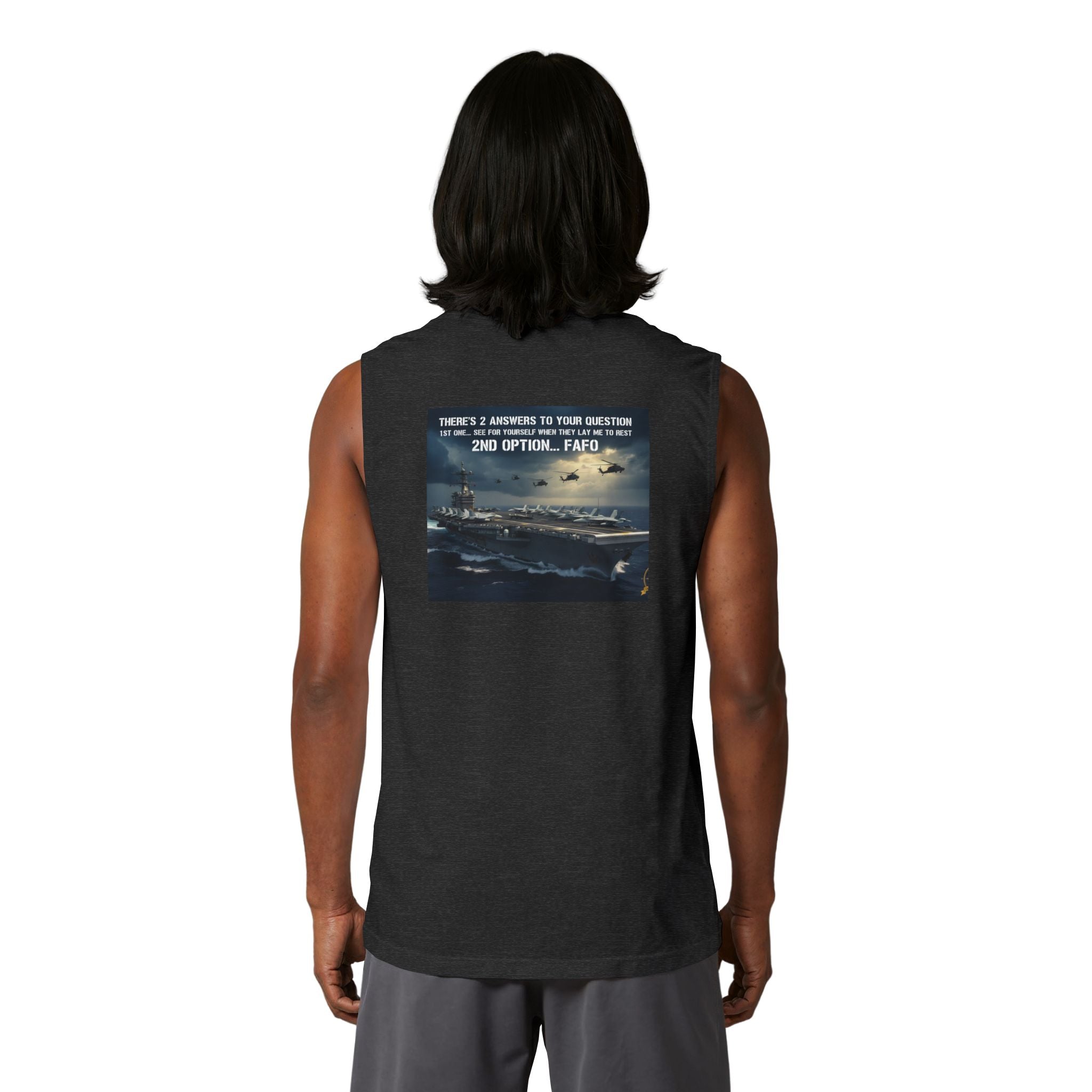 Navy Rescue Helicopter Muscle Tank — '2nd Option: FAFO' Military Search & Rescue Shirt