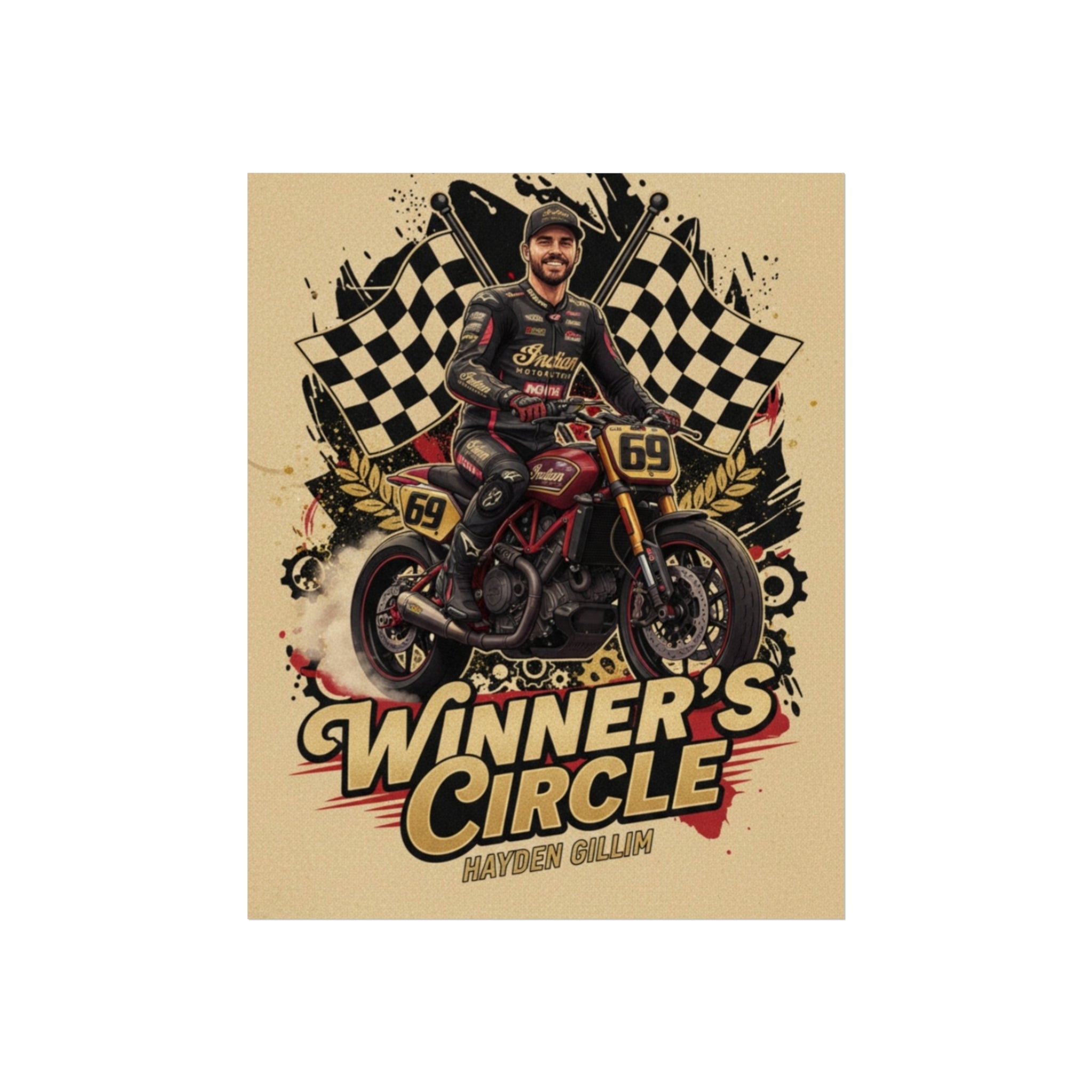 Winner's Circle Motorcycle Poster — Vintage Racing Fine Art Print
