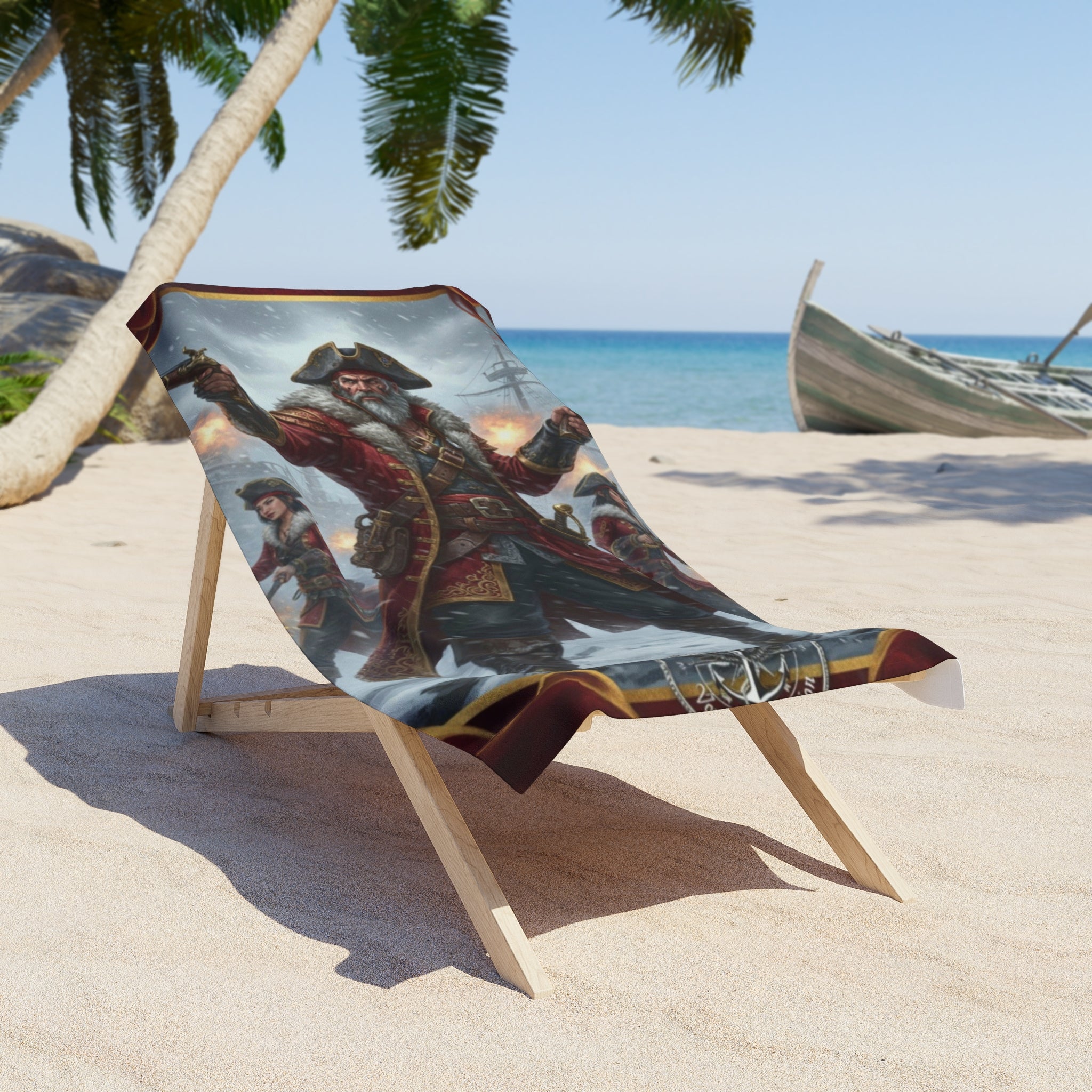 Pirate Captain Beach Towel — Vintage Buccaneer Shipwreck Design