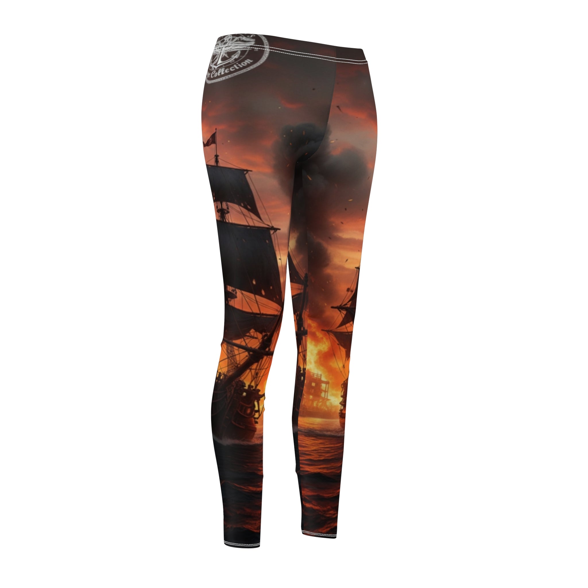 Sunset Pirate Ship Leggings — Women's Nautical Sunset AOP Leggings