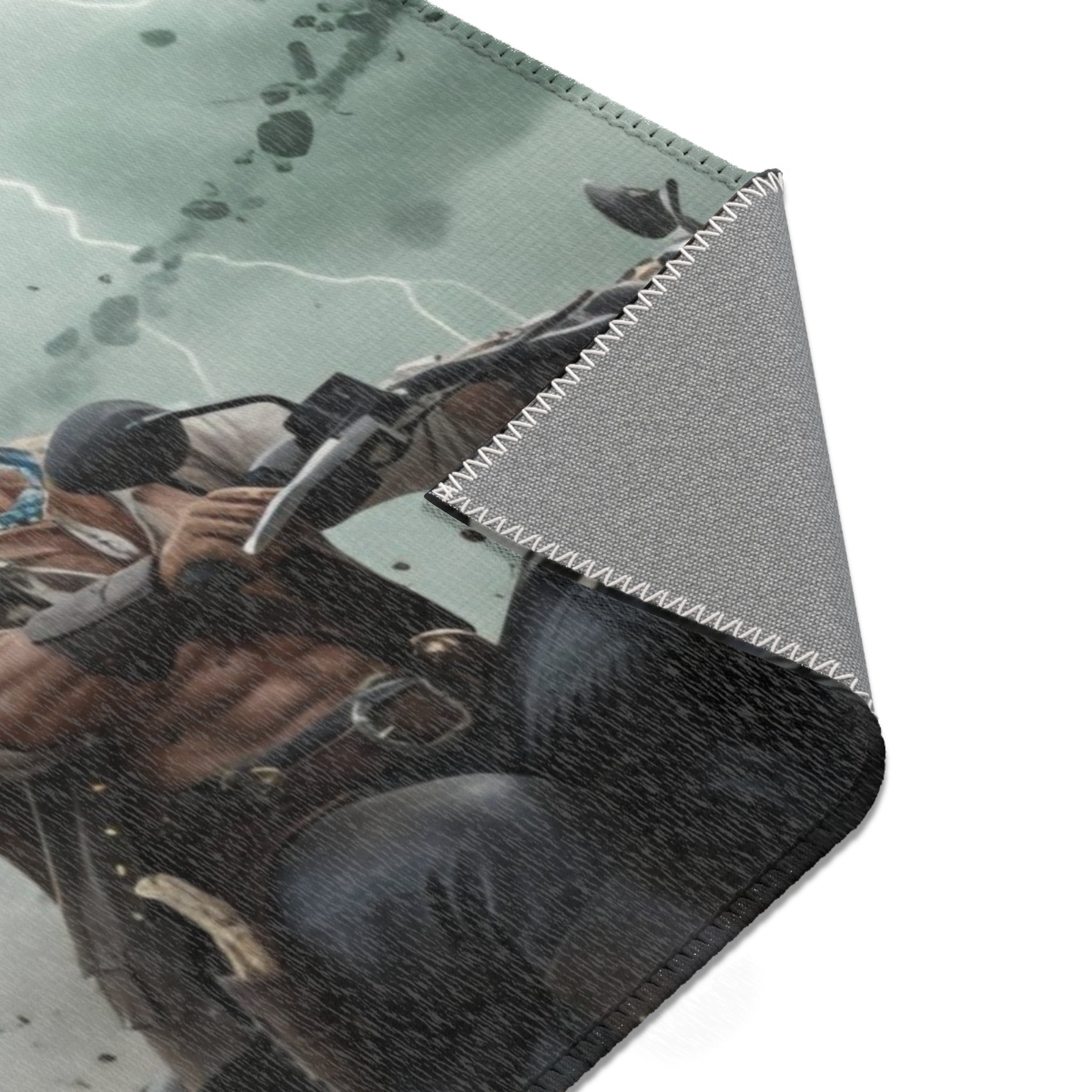 Captain's Voyage Area Rug — Biker Pirate Storm Scene Decorative Floor Mat