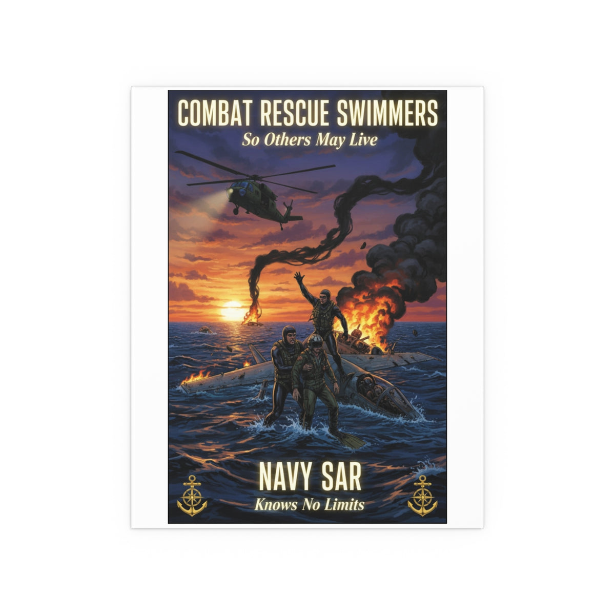 Navy SAR Combat Rescue Swimmers Silk Poster — Indoor/Outdoor Military Wall Art