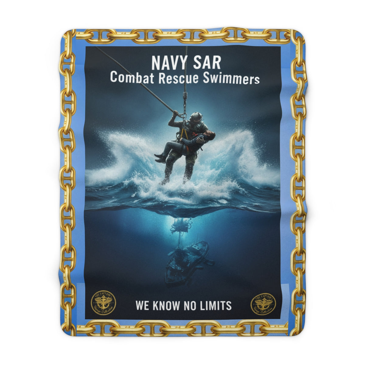 Navy SAR Combat Rescue Swimmers Sherpa Fleece Blanket – "We Know No Limits"
