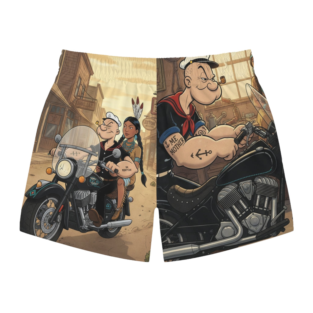 Popeye & Olive Motorcycle Swim Trunks