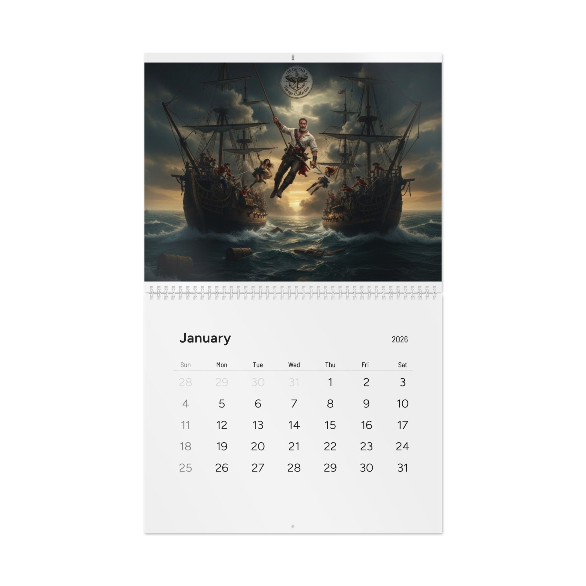 Pirate Adventure 2026 Wall Calendar — Vintage Sailing & Swashbucklers