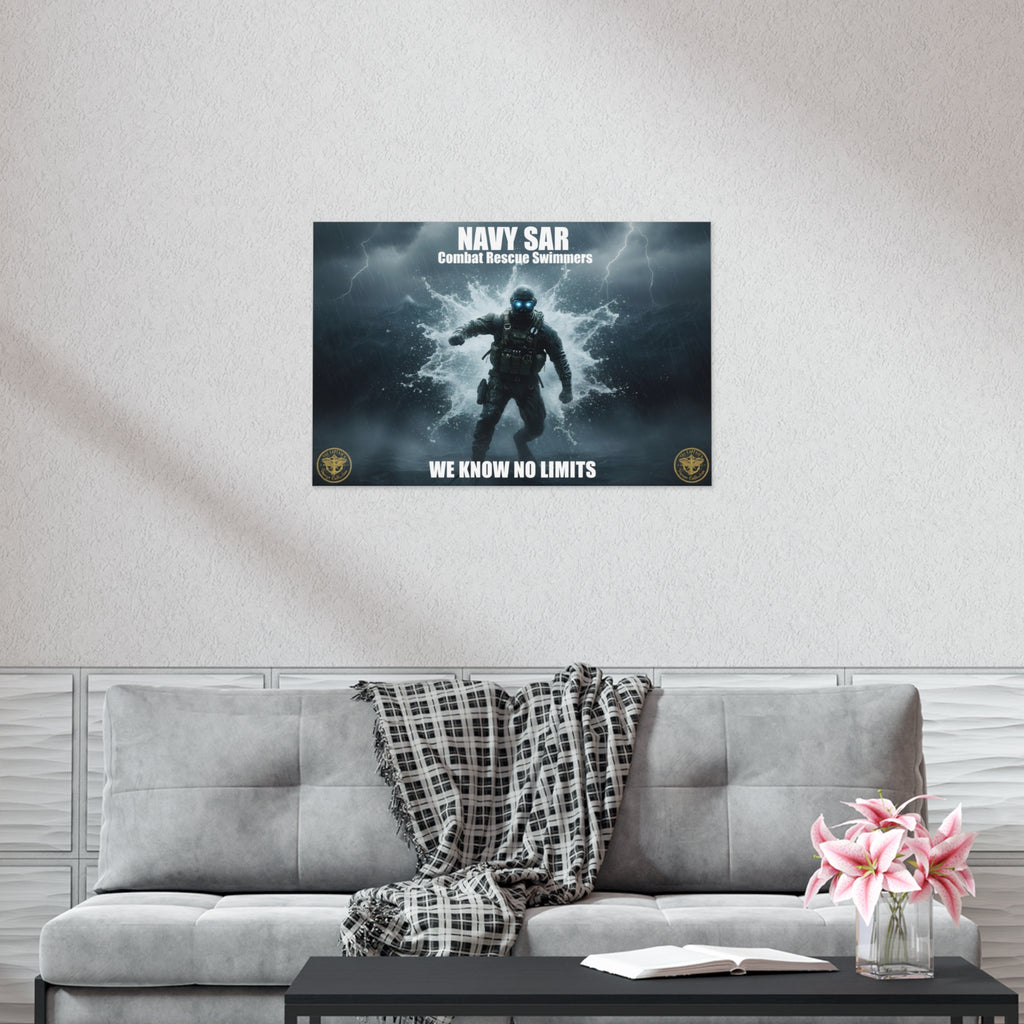 Navy SAR Combat Rescue Swimmers Poster – "We Know No Limits" Uncoated Wall Art