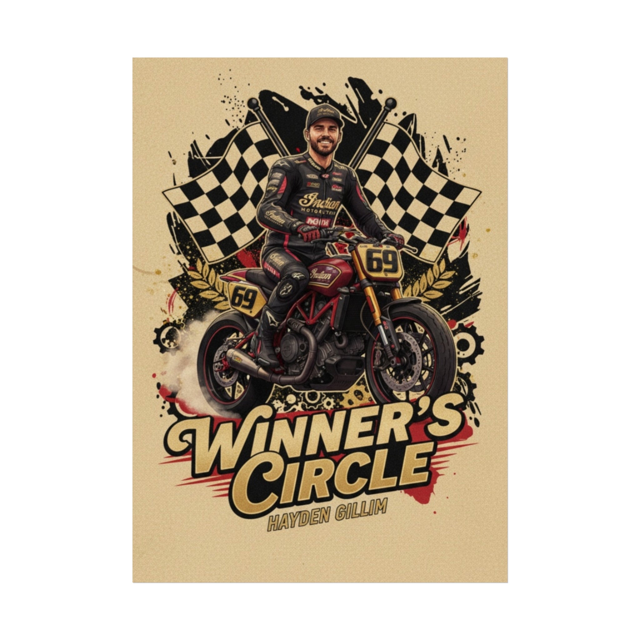Winner's Circle Motorcycle Poster — Vintage Racing Fine Art Print