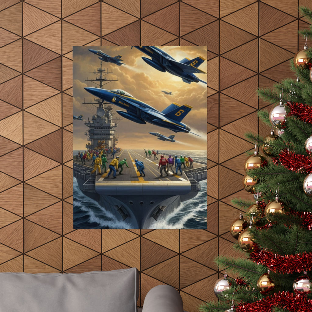 Navy SAR Rescue Helicopter Matte Poster — Dramatic Sea Rescue Art