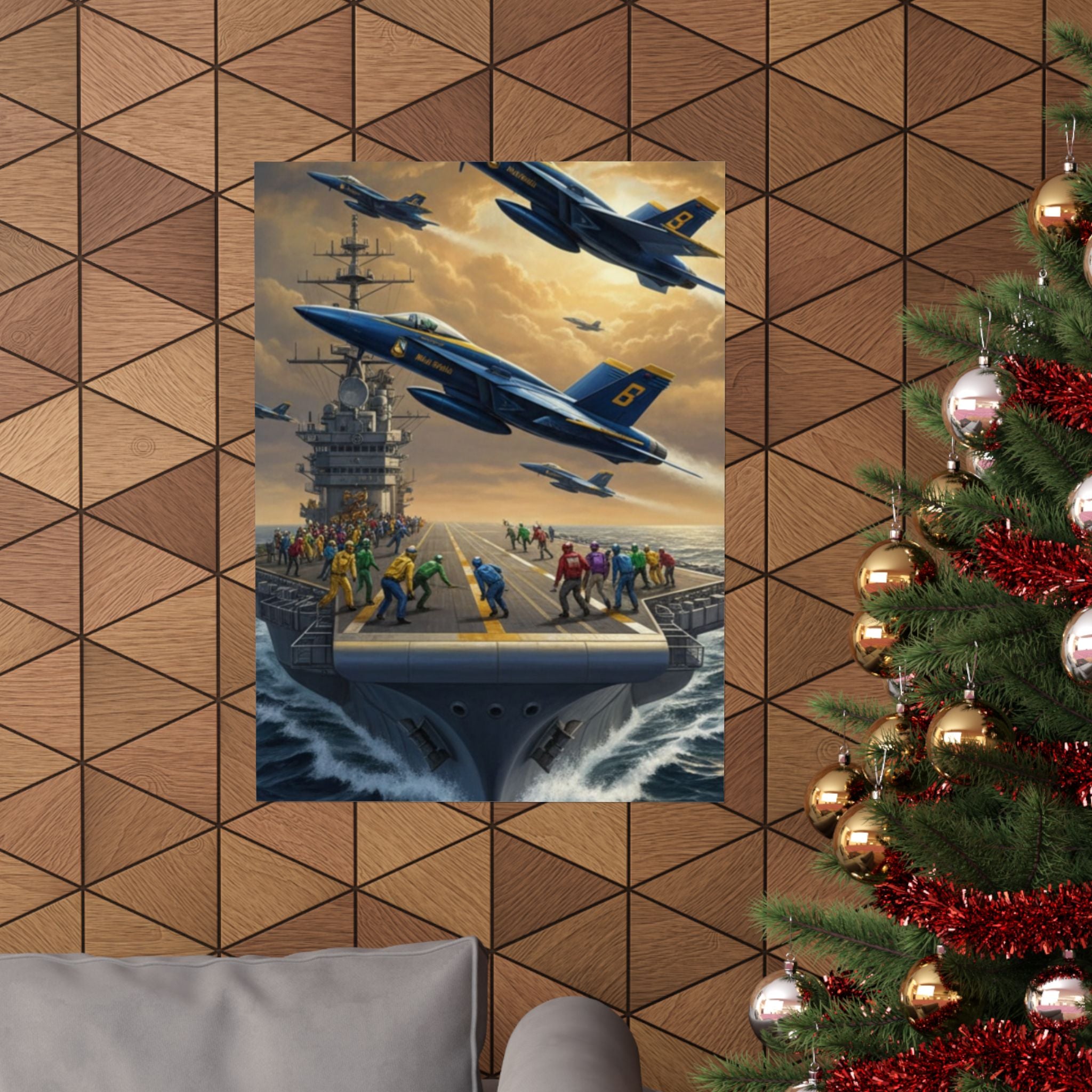 Navy SAR Rescue Helicopter Matte Poster — Dramatic Sea Rescue Art