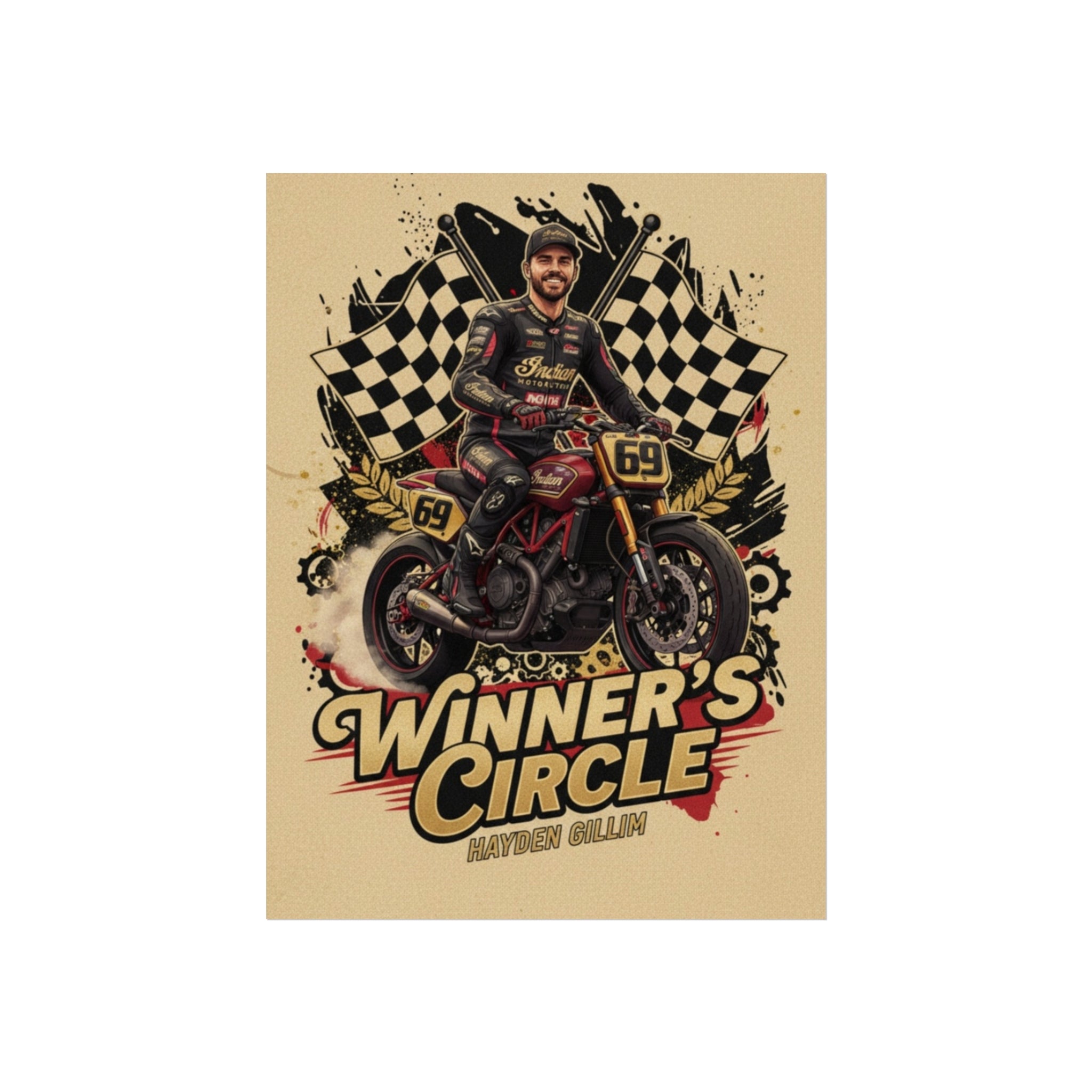 Winner's Circle Motorcycle Poster — Vintage Racing Fine Art Print