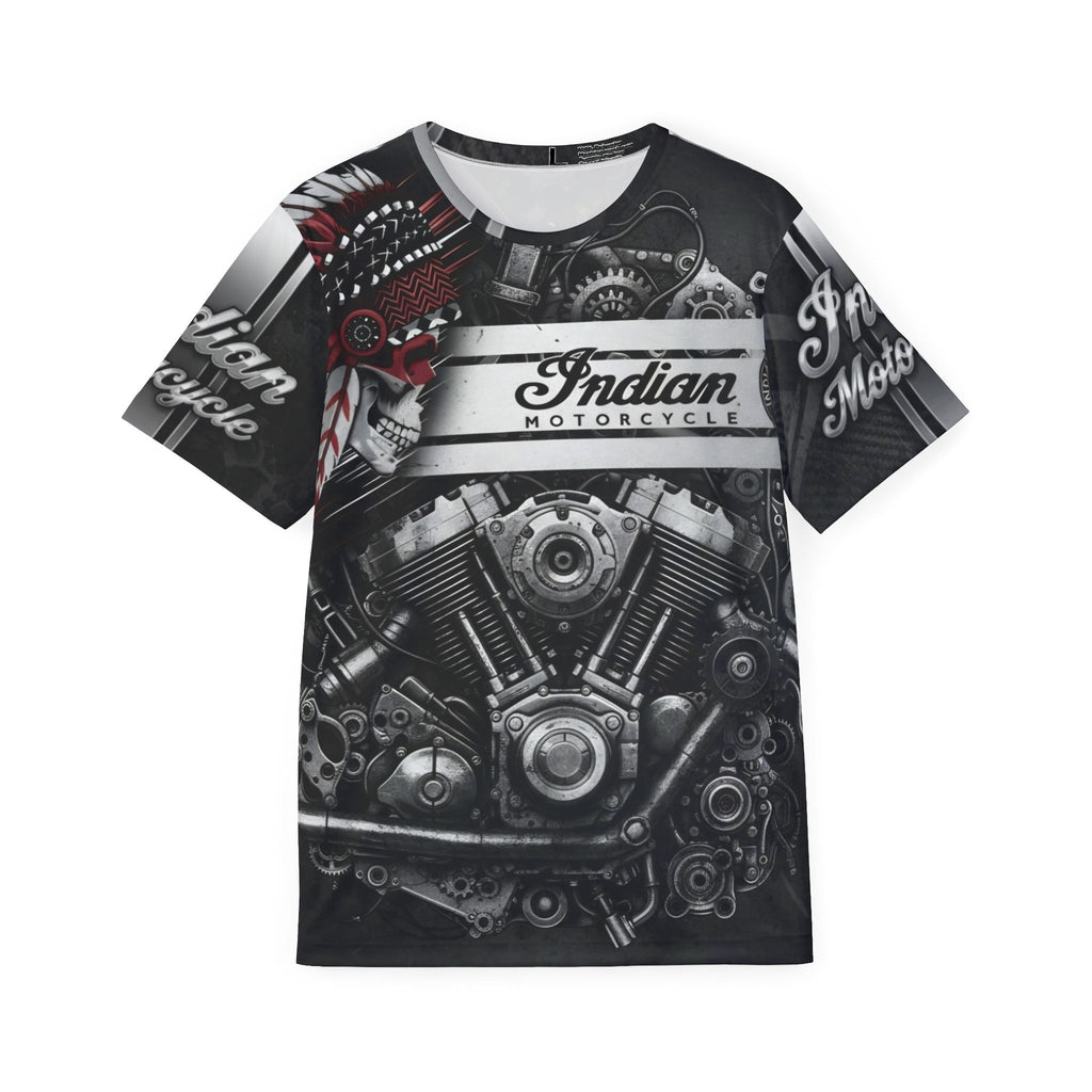 Indian Motorcycle Engine Graphic Jersey — Men's All-Over Print Motorbike Tee
