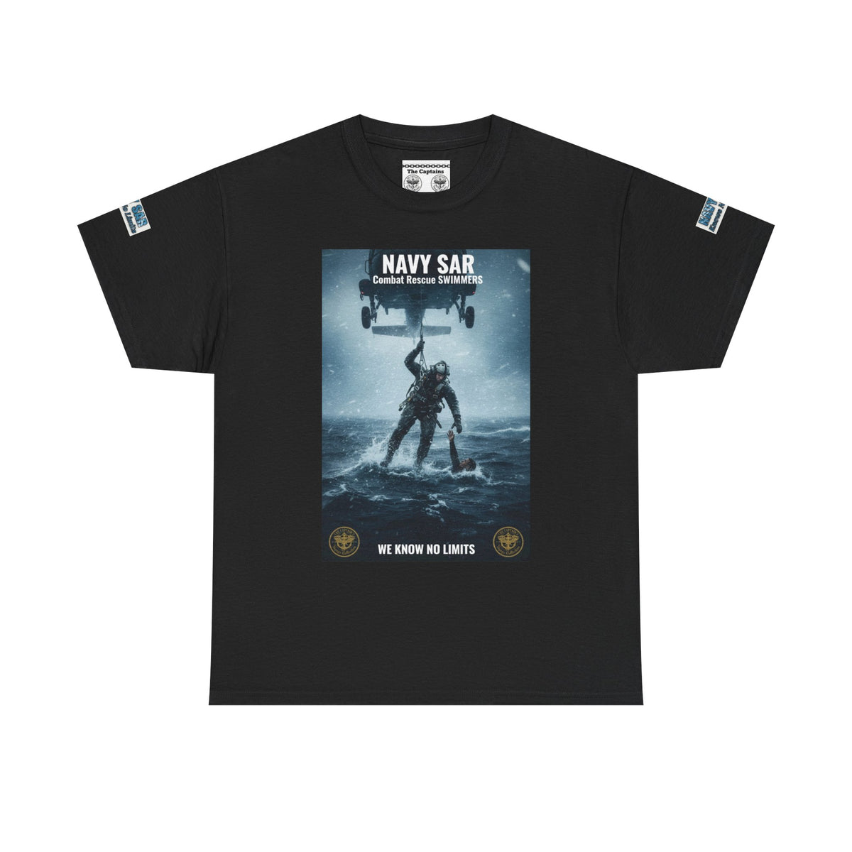 Navy SAR Combat Rescue Swimmers T‑Shirt — "We Know No Limits"