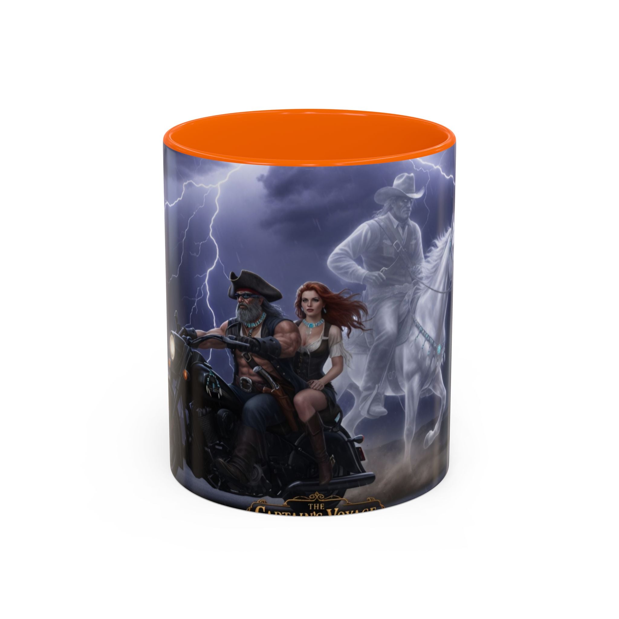 Western Ghost Riders Coffee Mug — Phantom Cowboy & Horse Lightning Accent Mug (11/15oz)