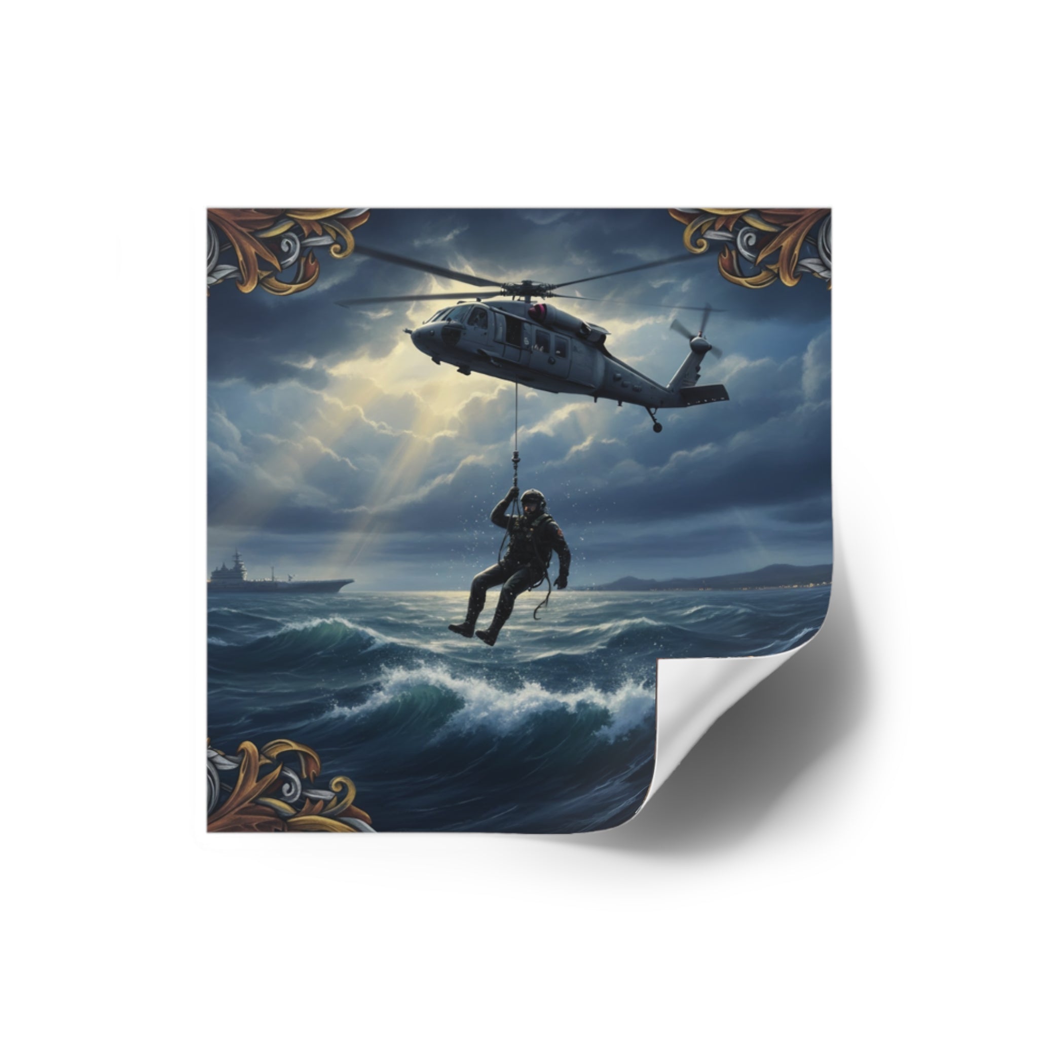 Rescue Helicopter Sea Rescue Square Sticker