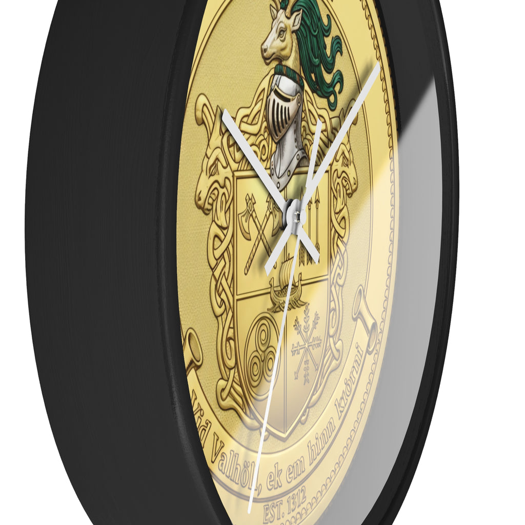 Wall Clock — Aitken Family Crest Gold Coat of Arms Clock