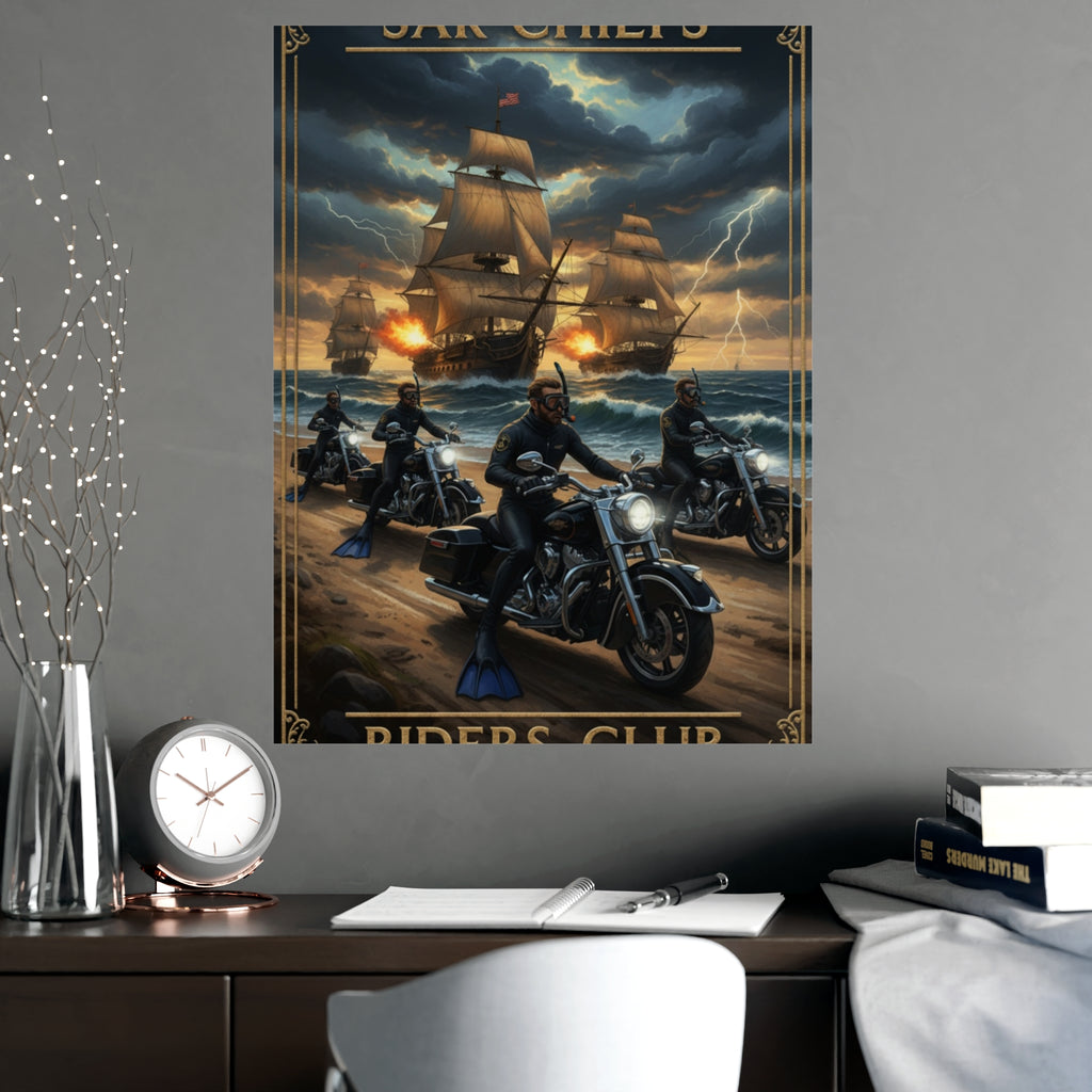 Riders Club Matte Poster — Sea Captain Bikers Vintage Nautical Wall Art