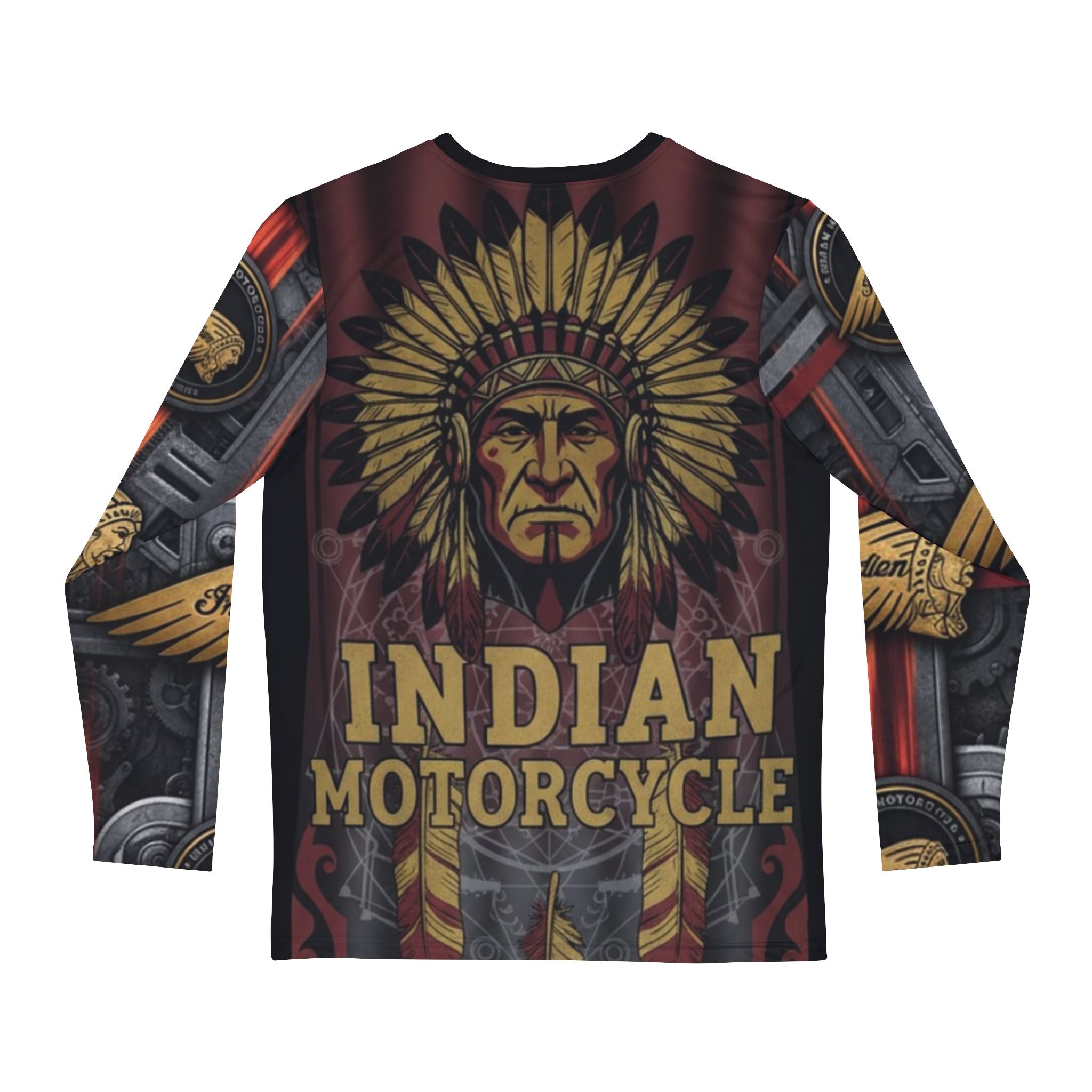 Indian Motorcycle Long Sleeve Shirt — Vintage Native Chief Motorbike Jersey