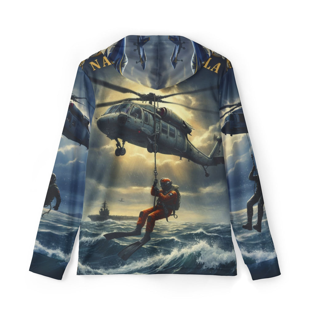 Search and Rescue Helicopter Hoodie — Dramatic Sea Rescue All-Over Print