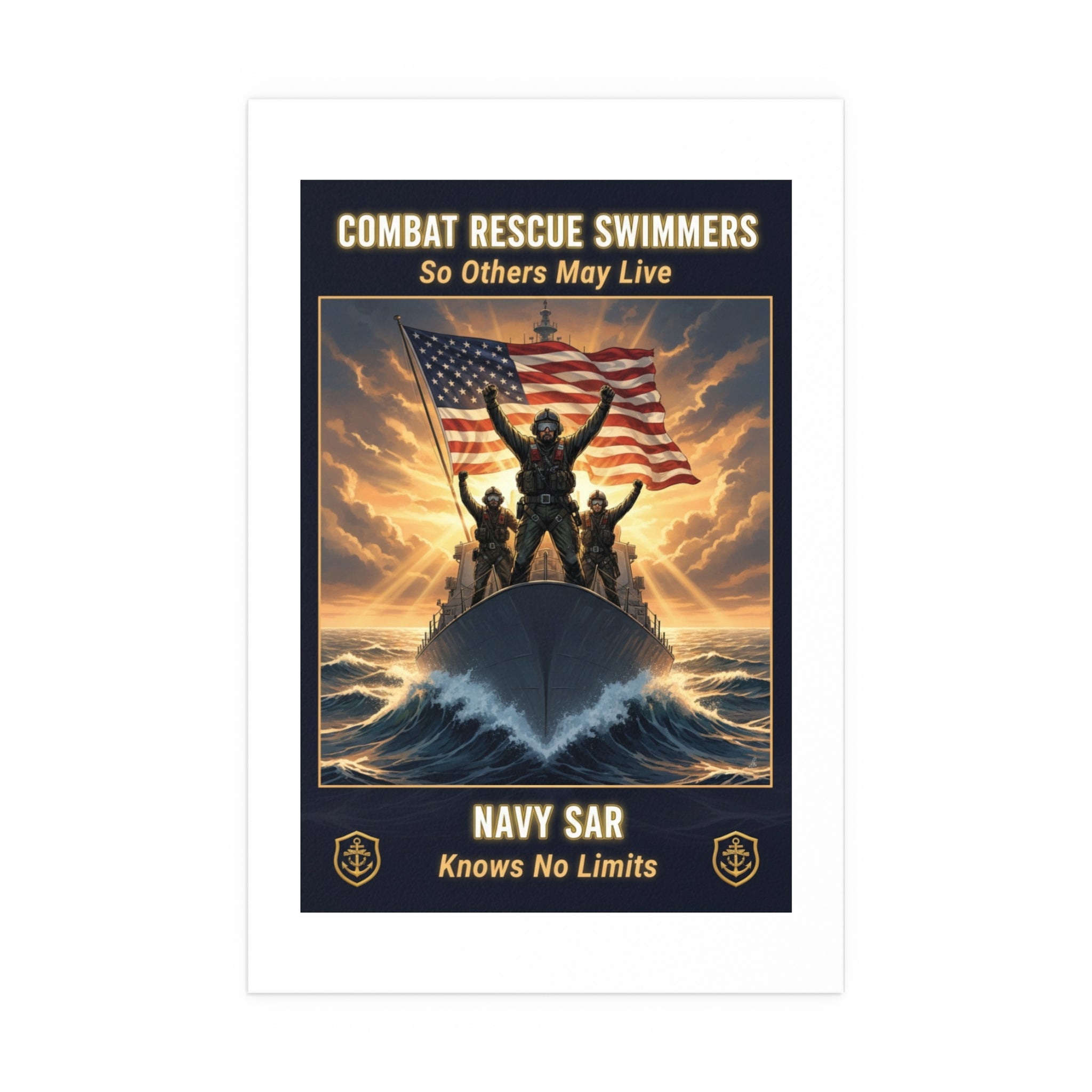 Combat Rescue Swimmers Silk Poster — "So Others May Live" Navy SAR Wall Art