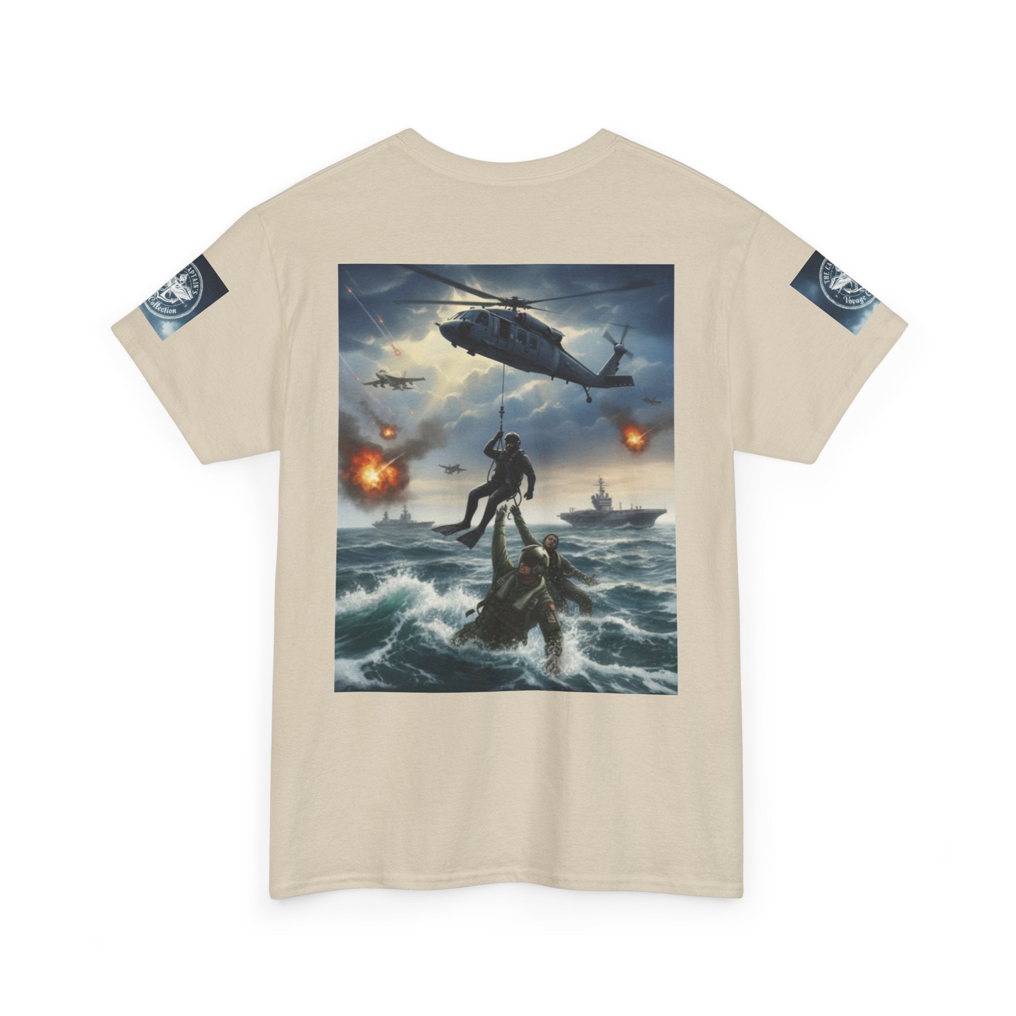Navy Search & Rescue Graphic Tee — SAR Helicopter Rescue Scene