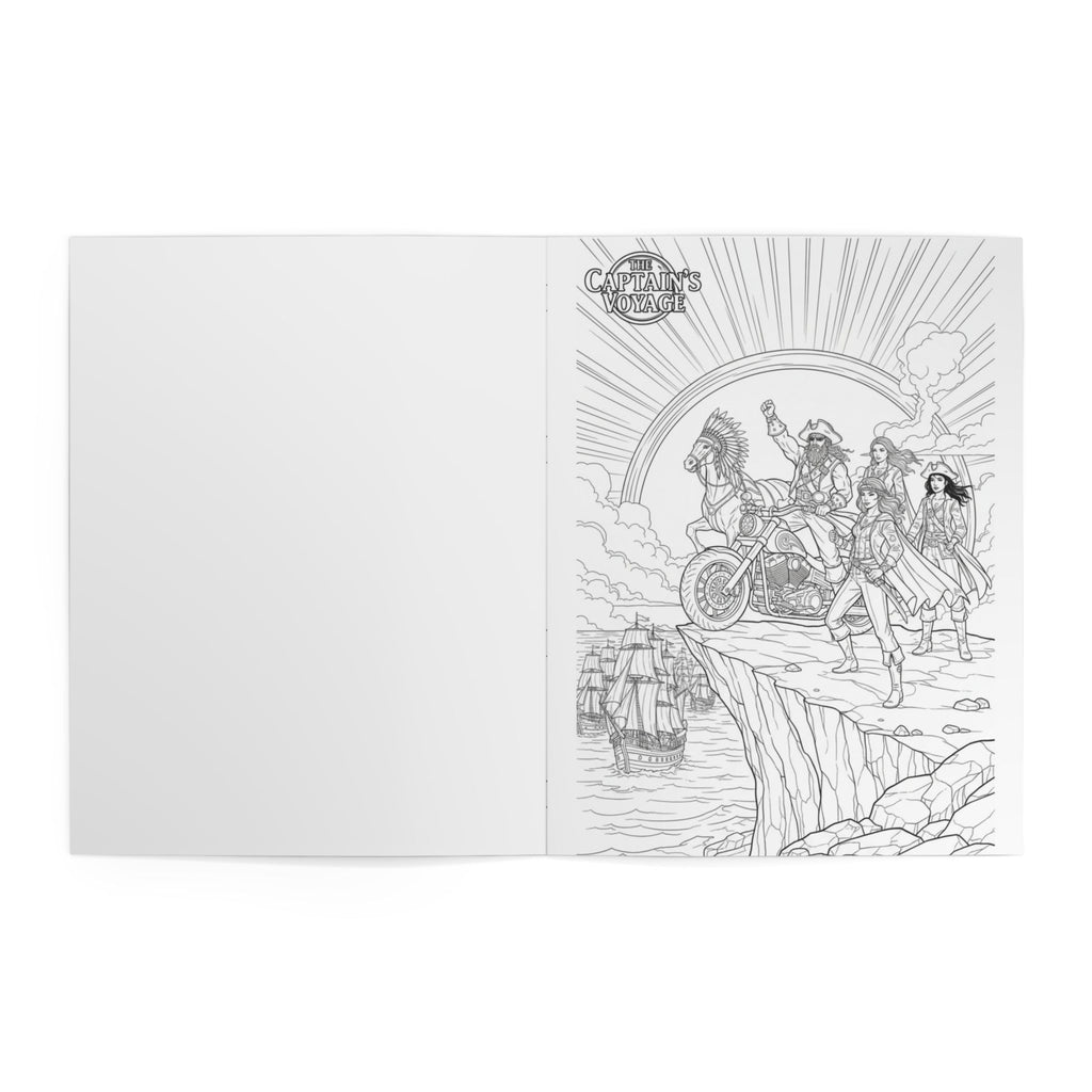 Pirate Adventure Coloring Book — Treasure, Ships & Skull Riders